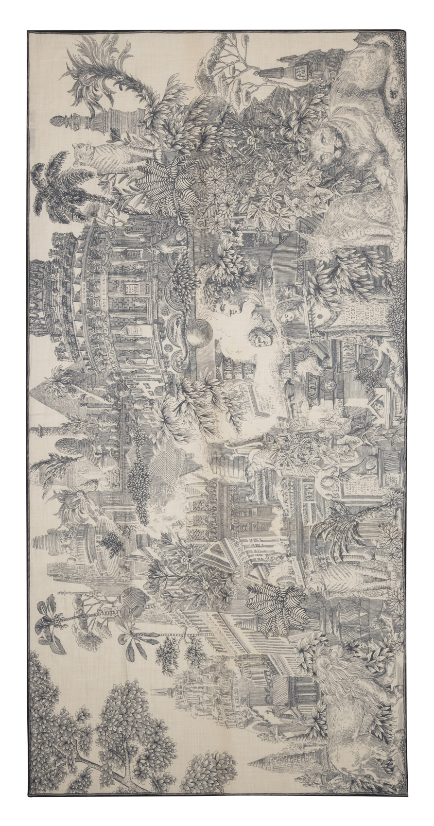 Schal aus gemischter Wolle und Seide mit Druck INOUI EDITIONS Schwarz