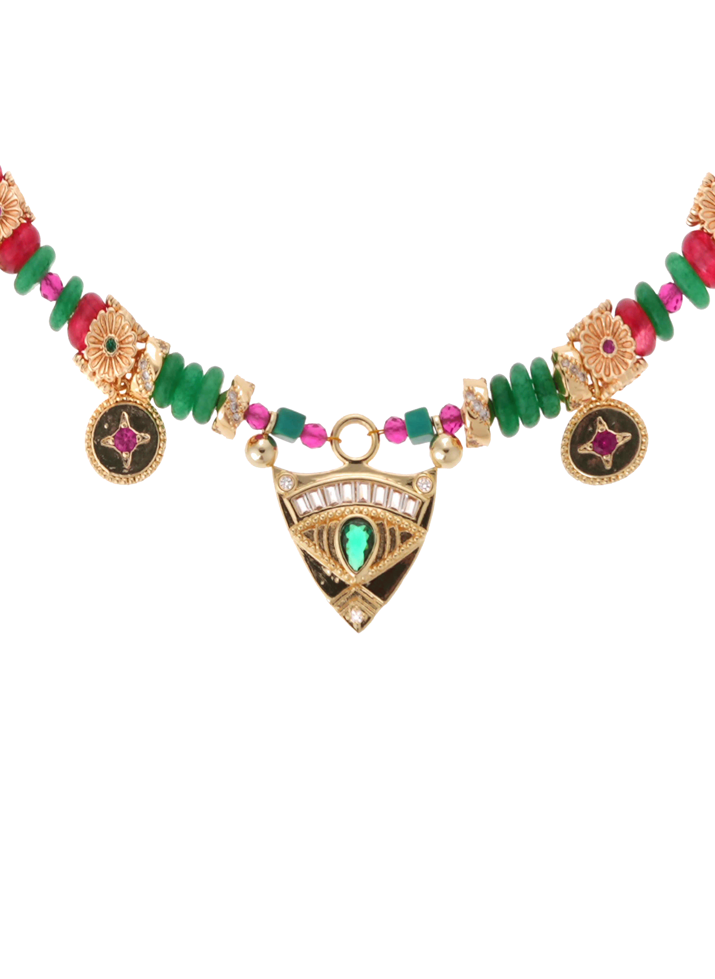 Cord necklace adorned with pearls and tassels HIPANEMA Green