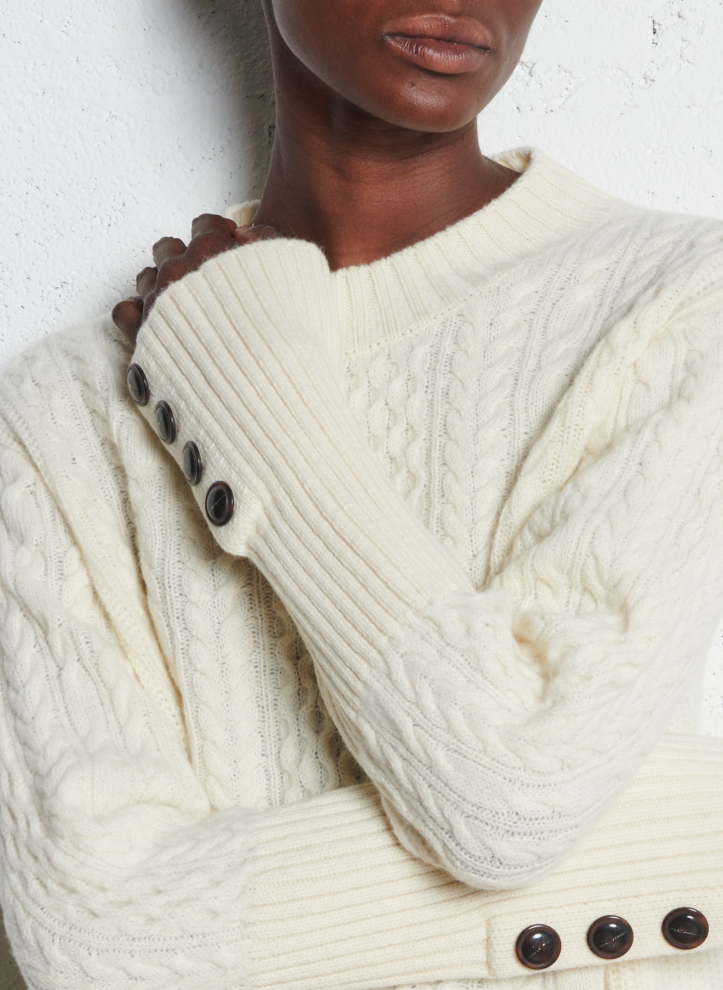 Pull col rond en laine MAISON ANJE Blanc