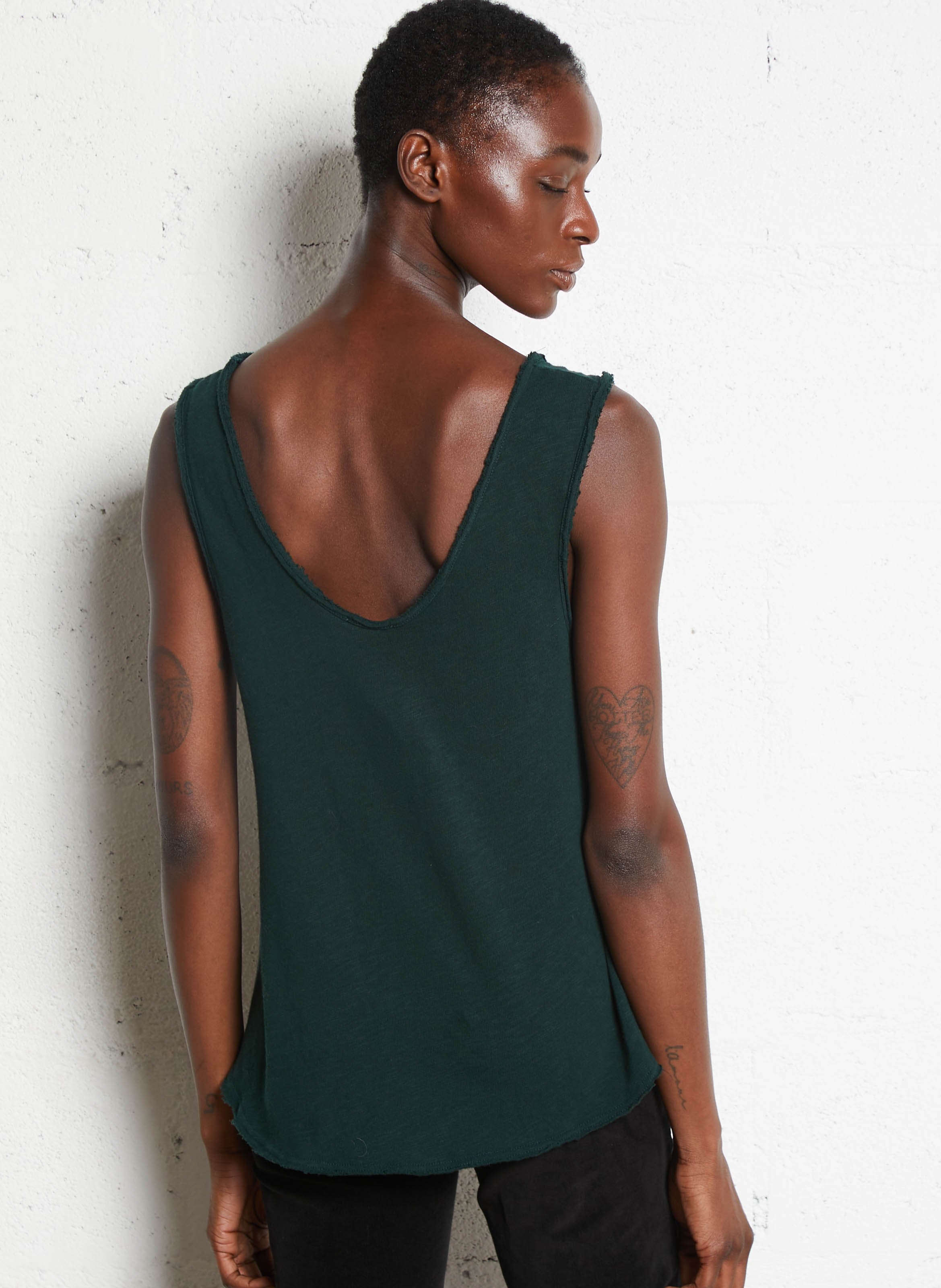 Débardeur col rond droit en coton AMERICAN VINTAGE Vert