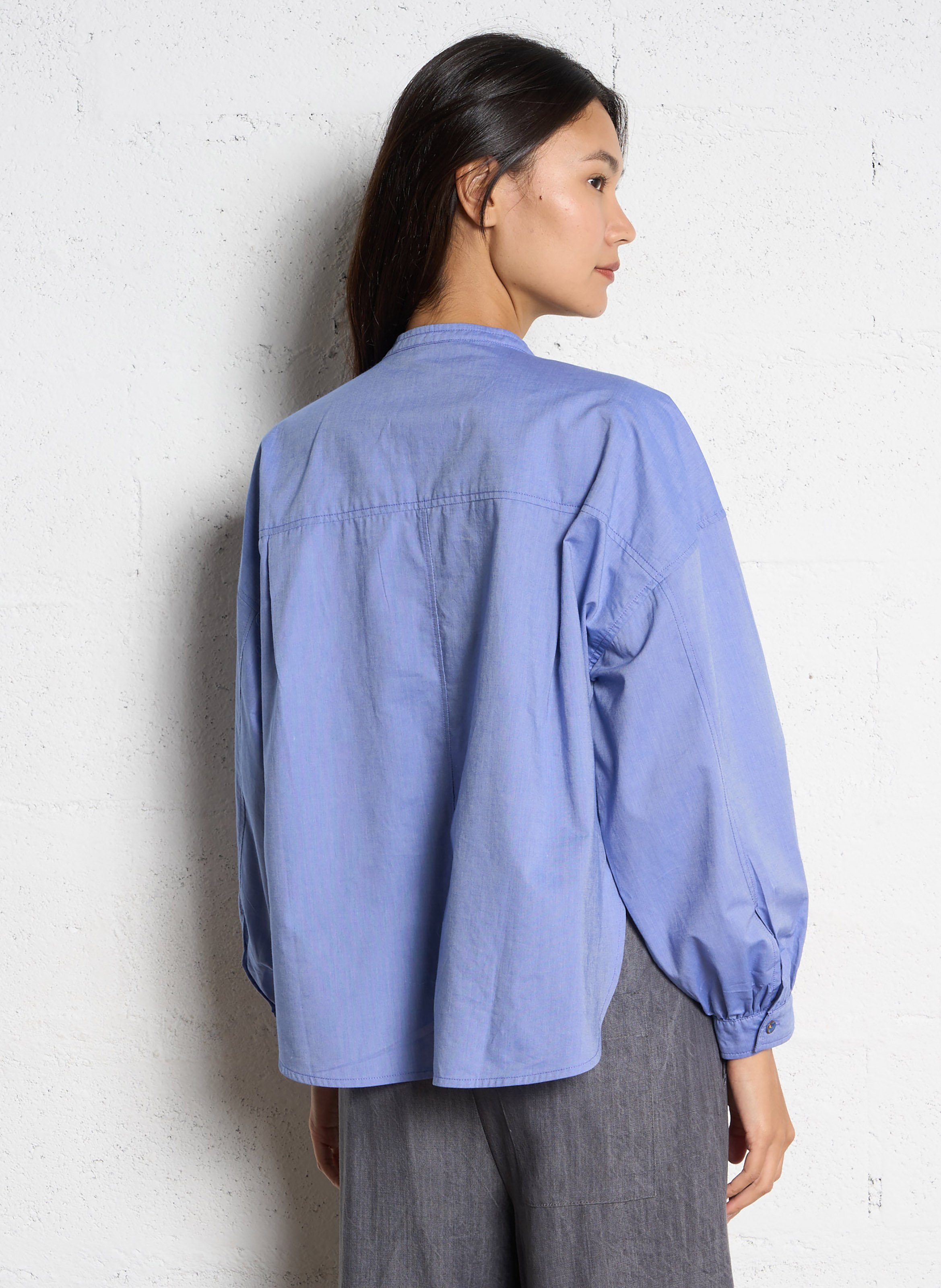 Cotton classic-collar over-sized shirt TINSELS Blue