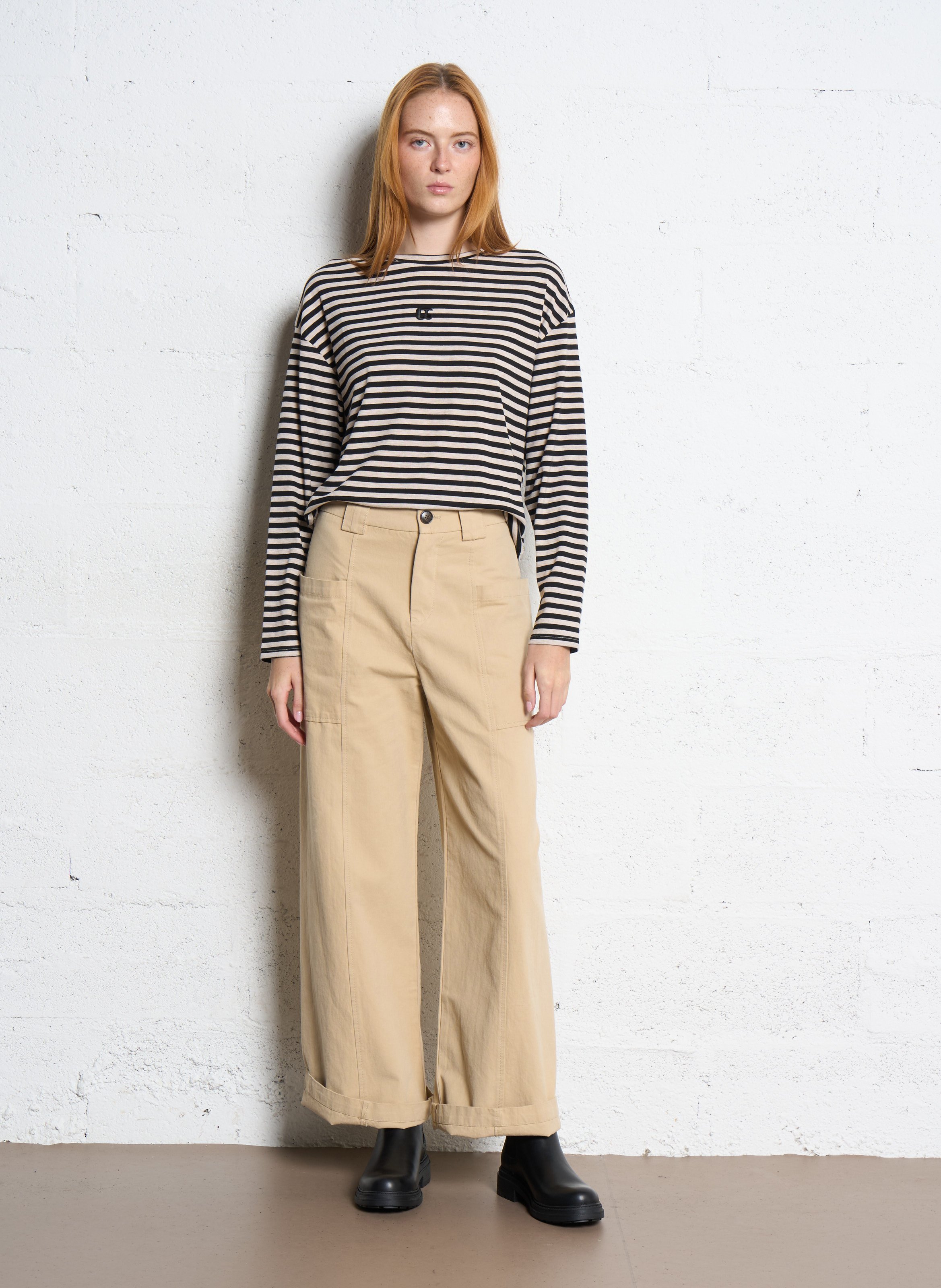 Weit geschnittene Taillenhose aus Baumwolle THE KORNER Weiss