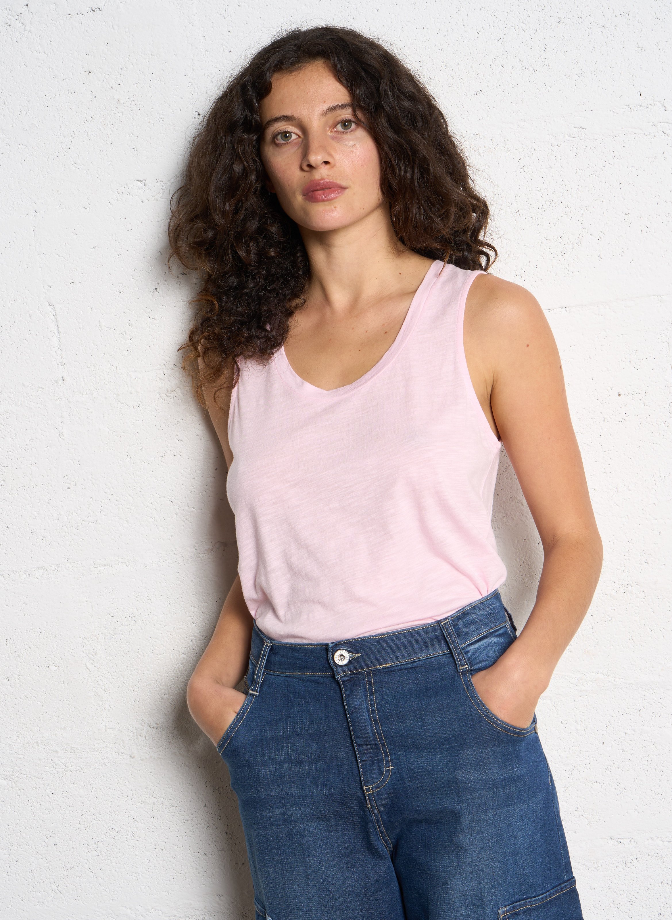 Débardeur à col rond en coton mélangé AMERICAN VINTAGE