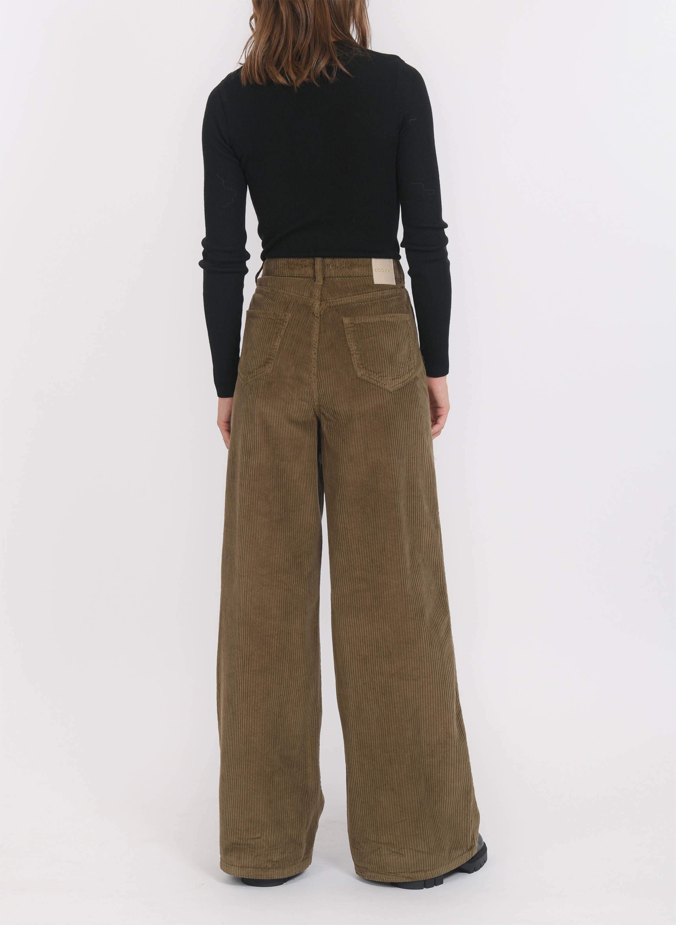 Pantalon large en velours côtelé KOOKAI Vert