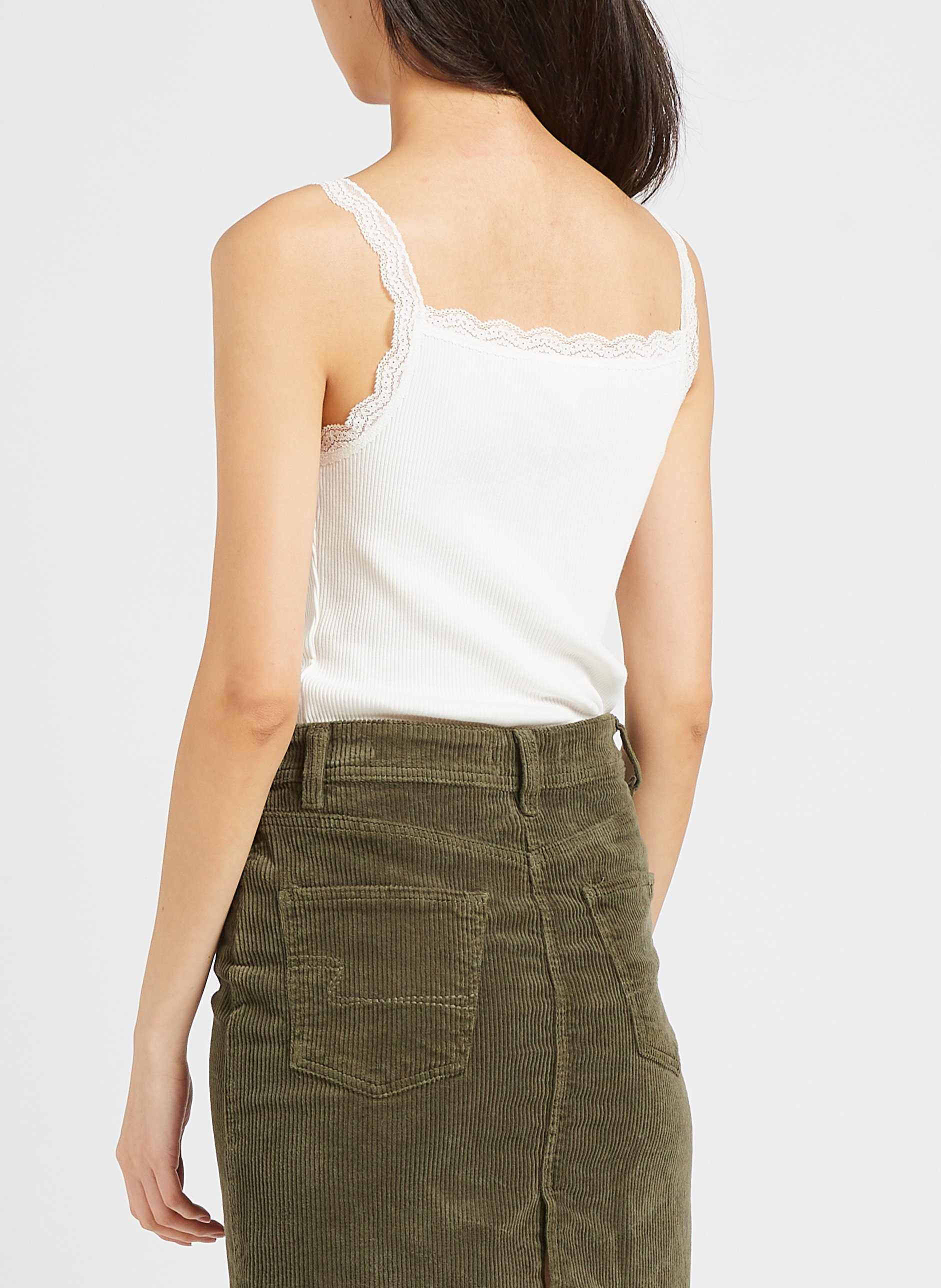 Square-neck cotton tank top MAISON 123 White