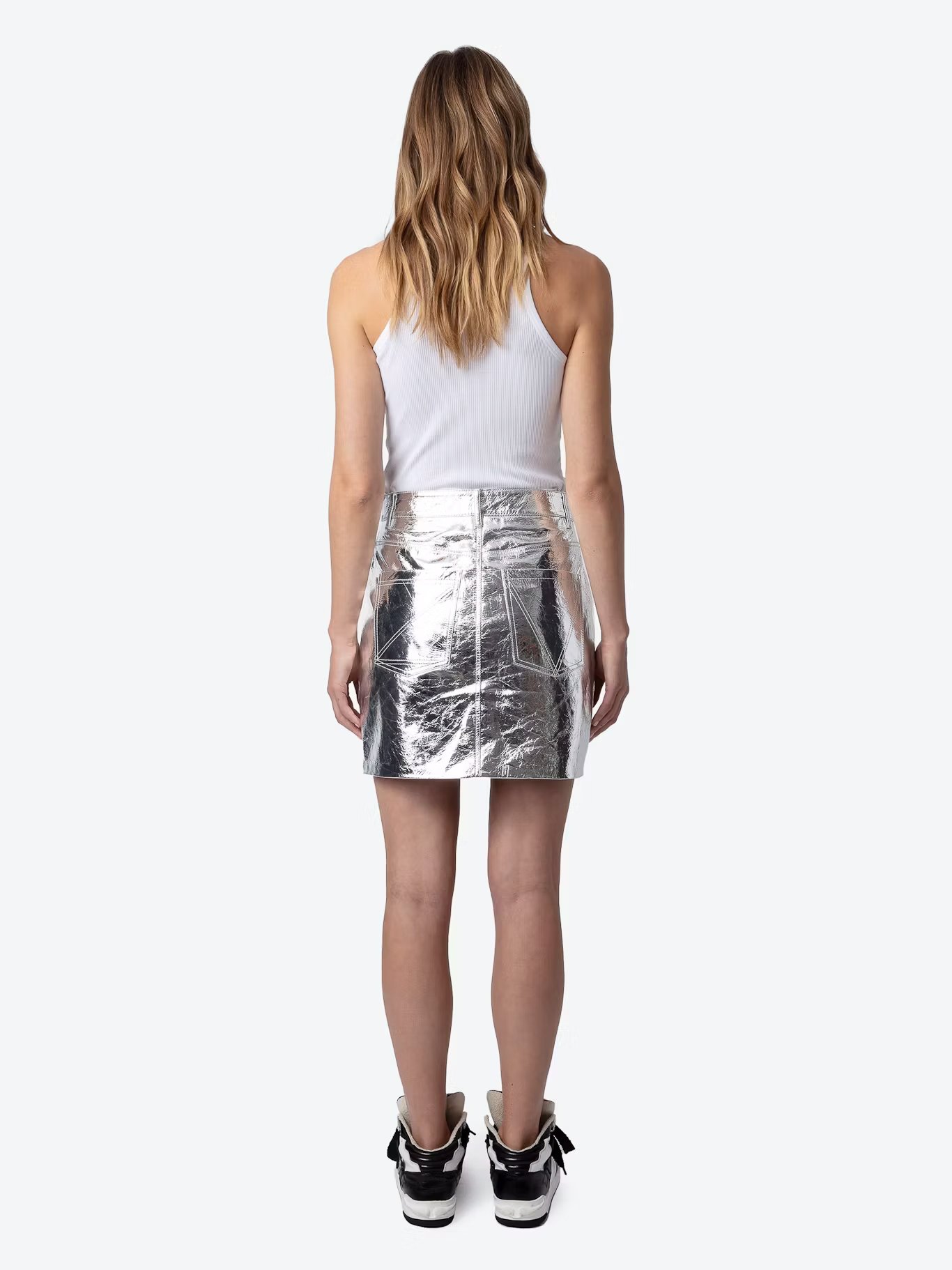 Jupe courte en cuir métallisé  ZADIG&amp;VOLTAIRE Gris