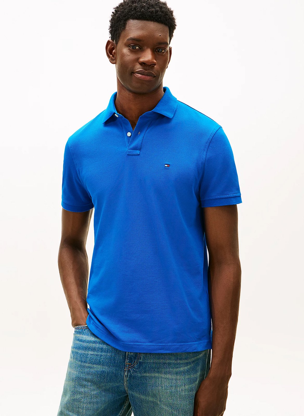 Regular-fit organic cotton-blend polo shirt TOMMY HILFIGER Blue