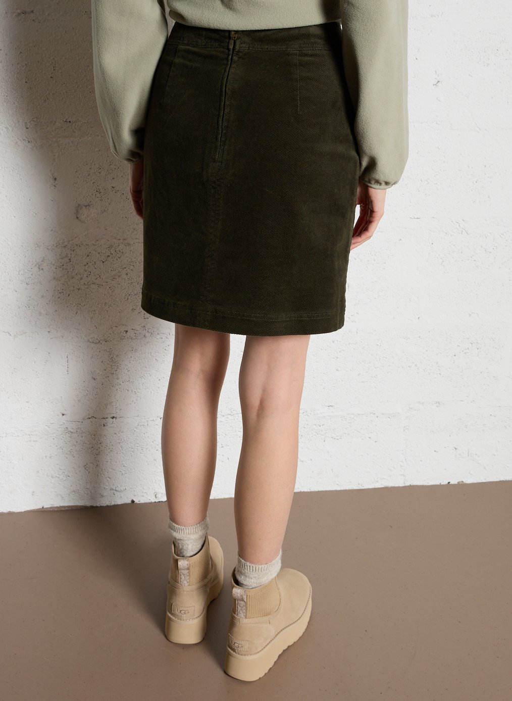Jupe courte droite en coton mélangé BENSIMON Kaki