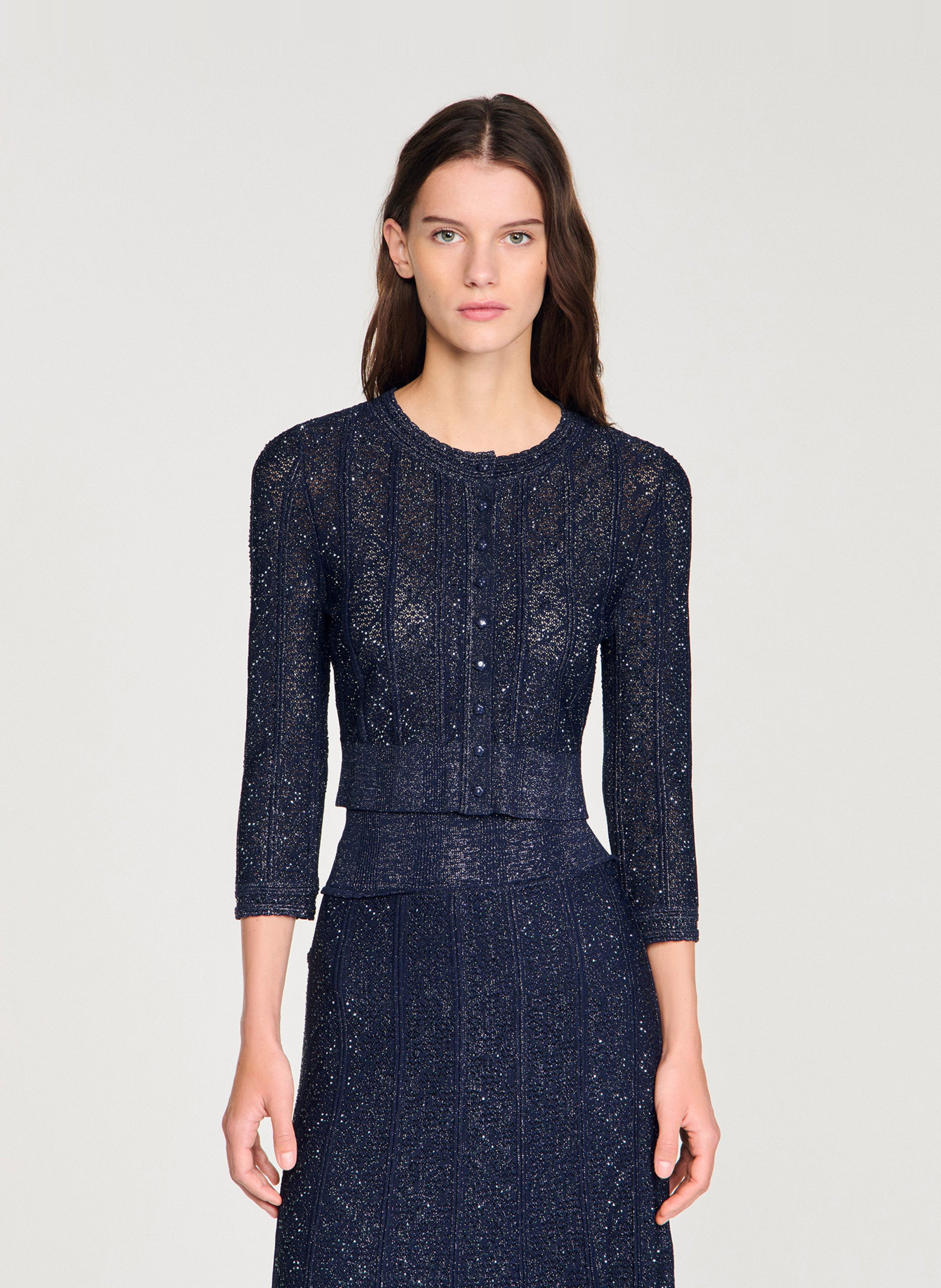 Cardigan col rond  SANDRO Bleu