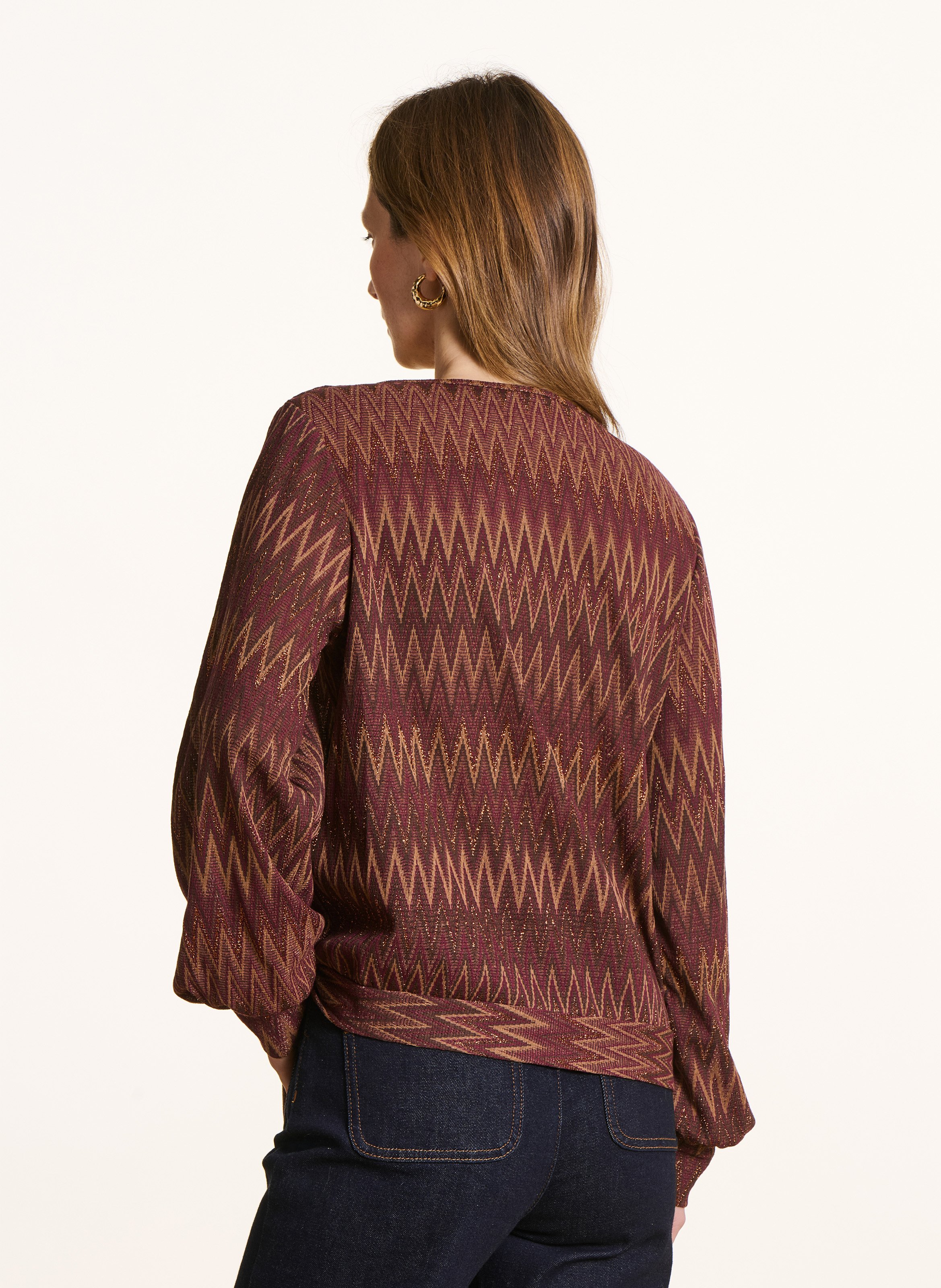 Top manches longues en maille pailletée LA FEE MARABOUTEE Rouge