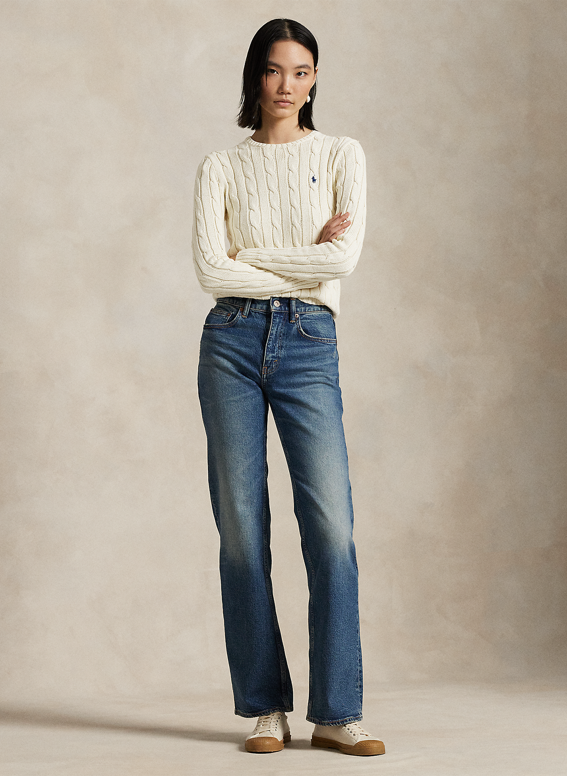 Pull col rond en laine mélangée POLO RALPH LAUREN Blanc