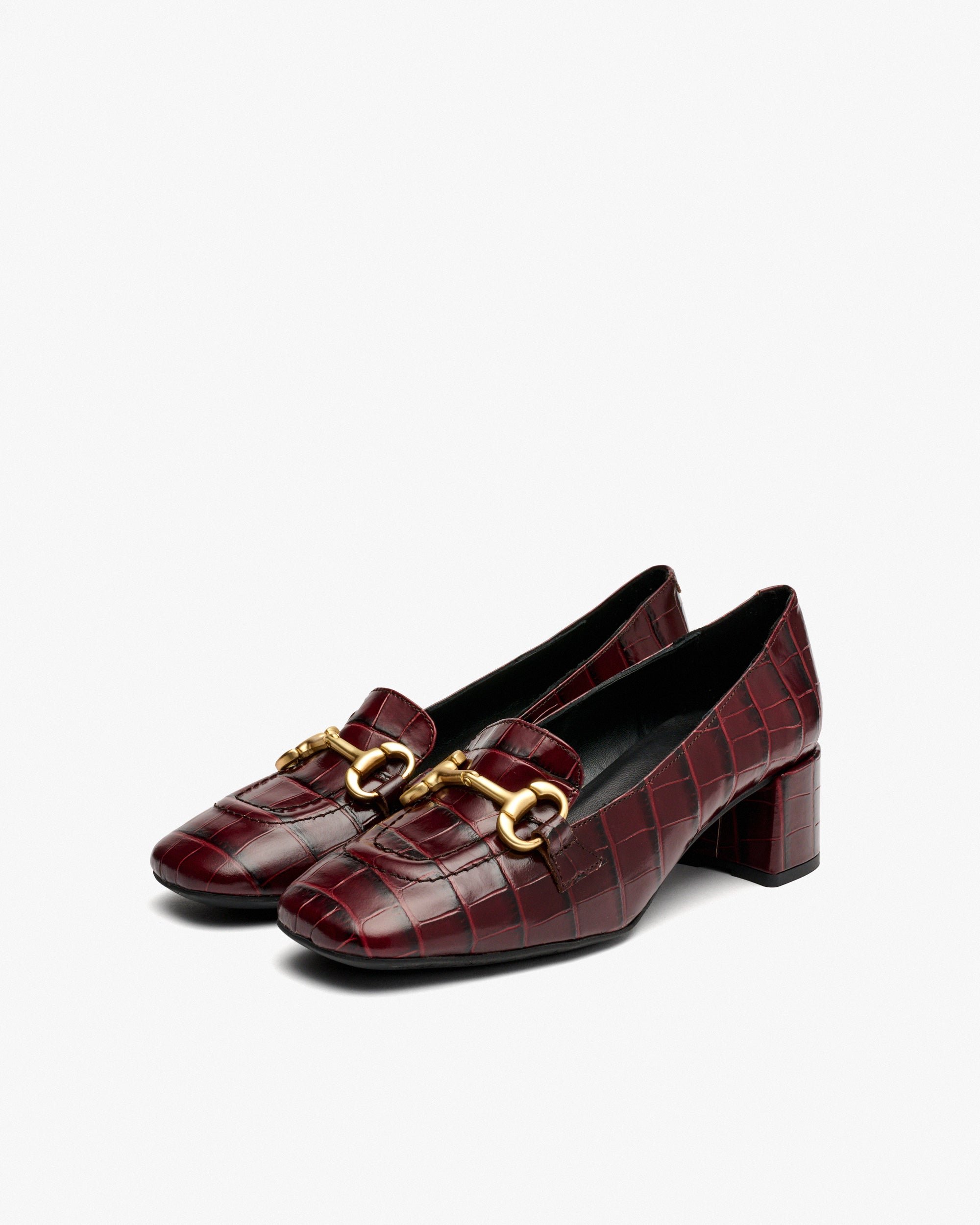 Burgundy embossed leather heels PEDRO MIRALLES Red