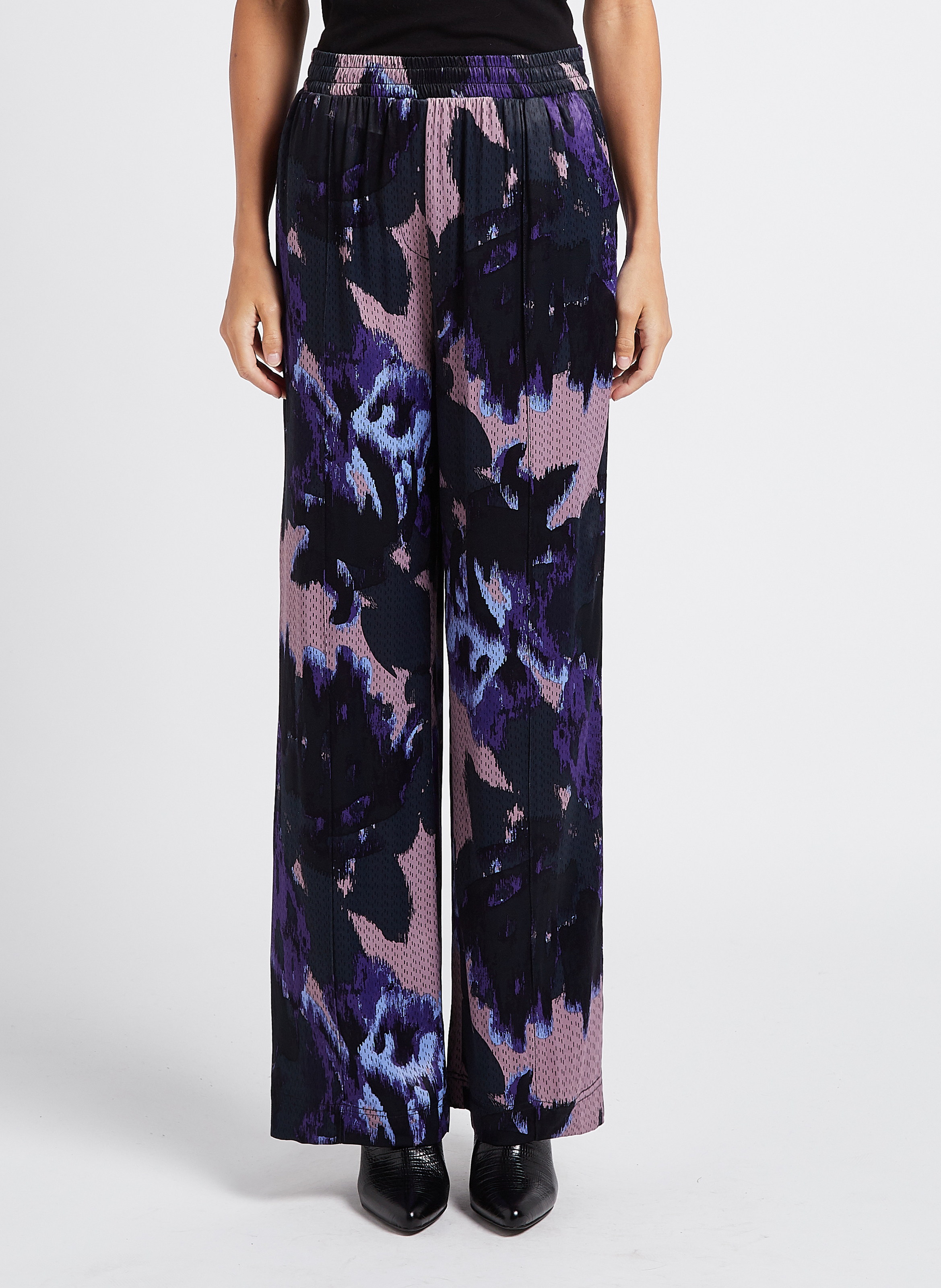 Printed high-waisted wide-leg trousers VILA Blue