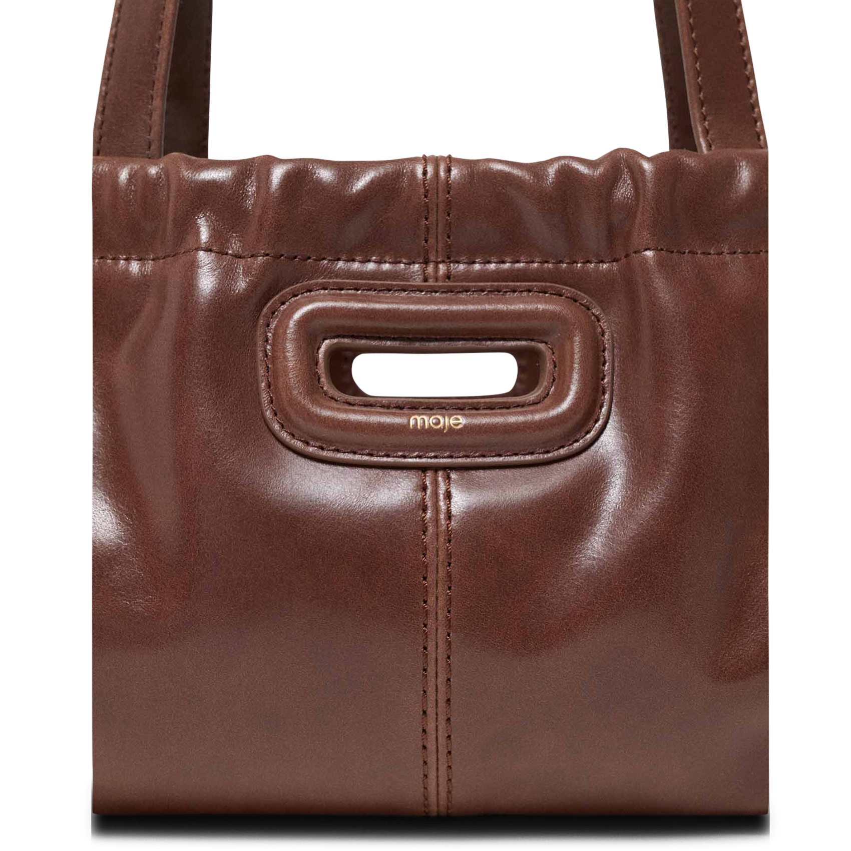 Buideltas van getextureerd leer met veters MAJE Bruin