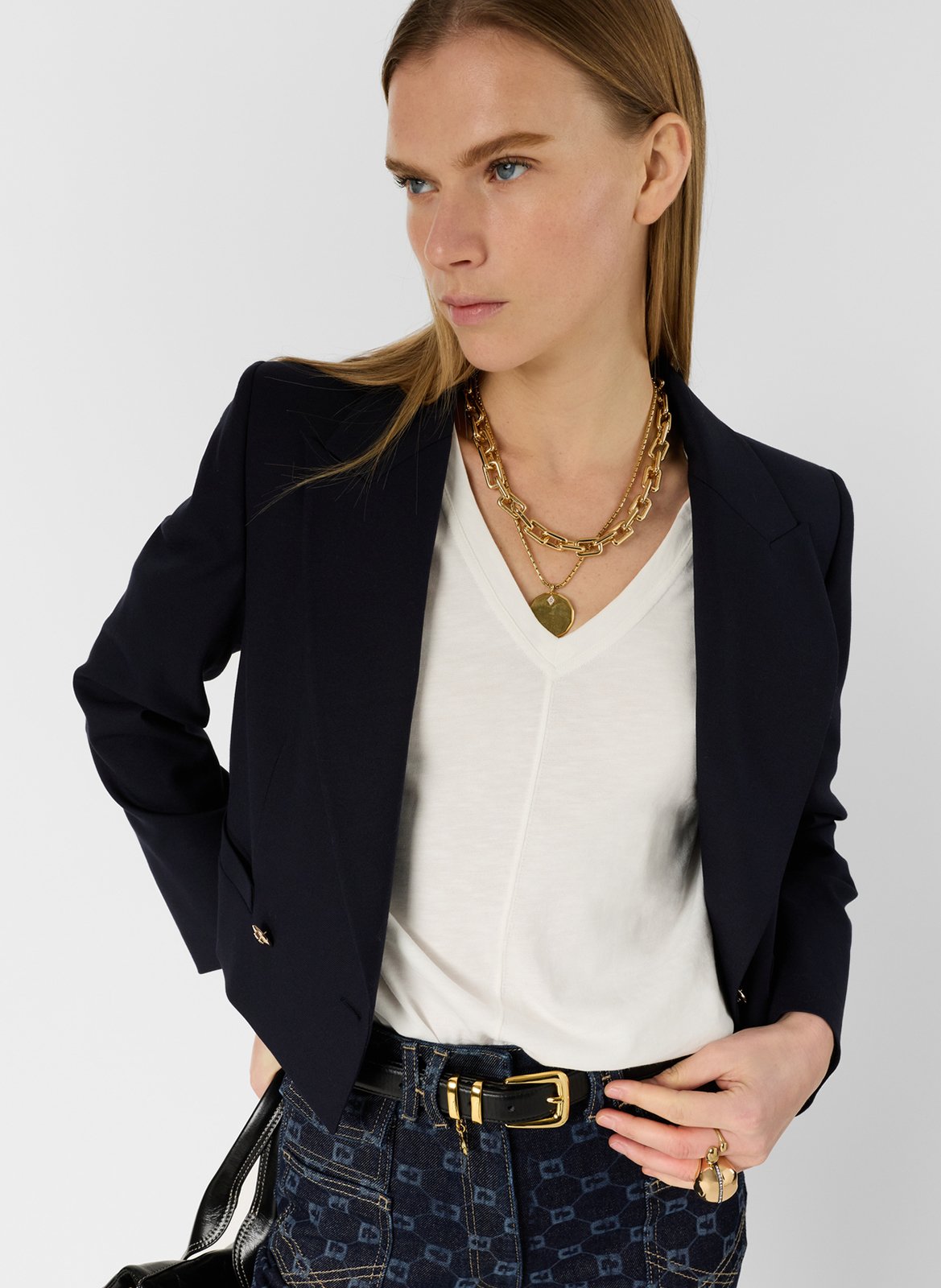 Tee-shirt droit col V en coton GERARD DAREL Blanc