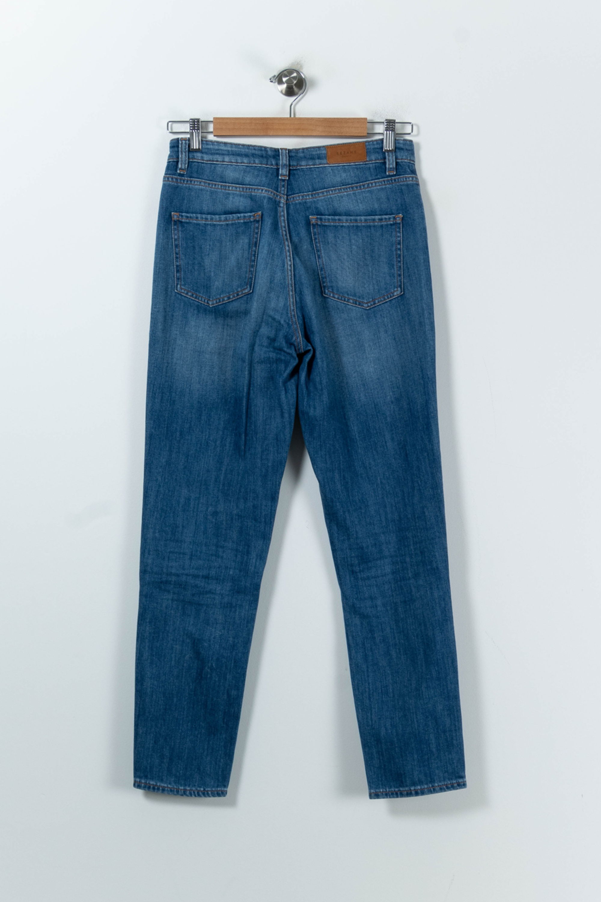 Cropped slim jeans with studs SEZANE - Seconde main Blue