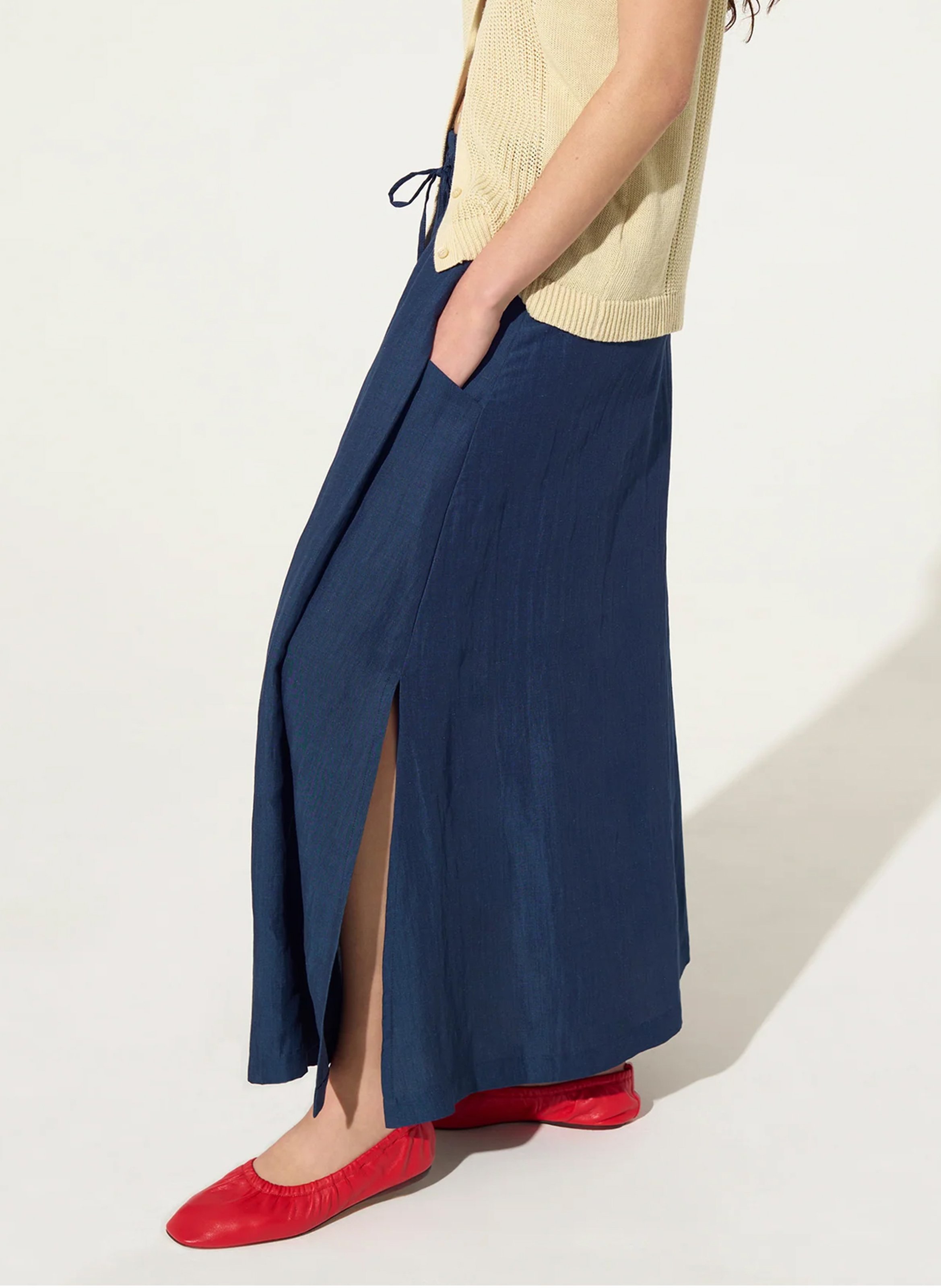 Jupe évasée en lin mélangé ACOTE Bleu