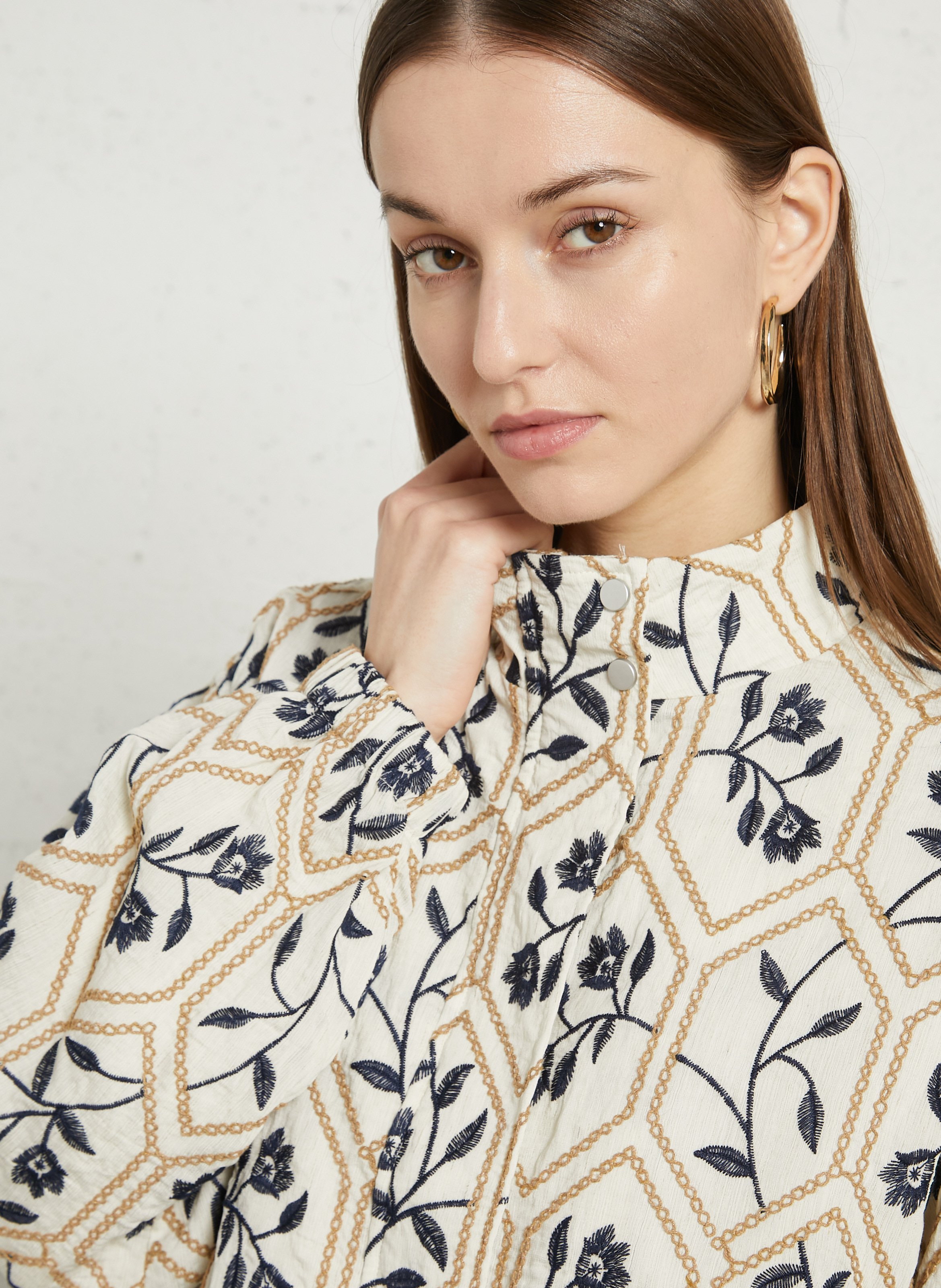 Embroidered high-neck jacket THE KORNER Blue