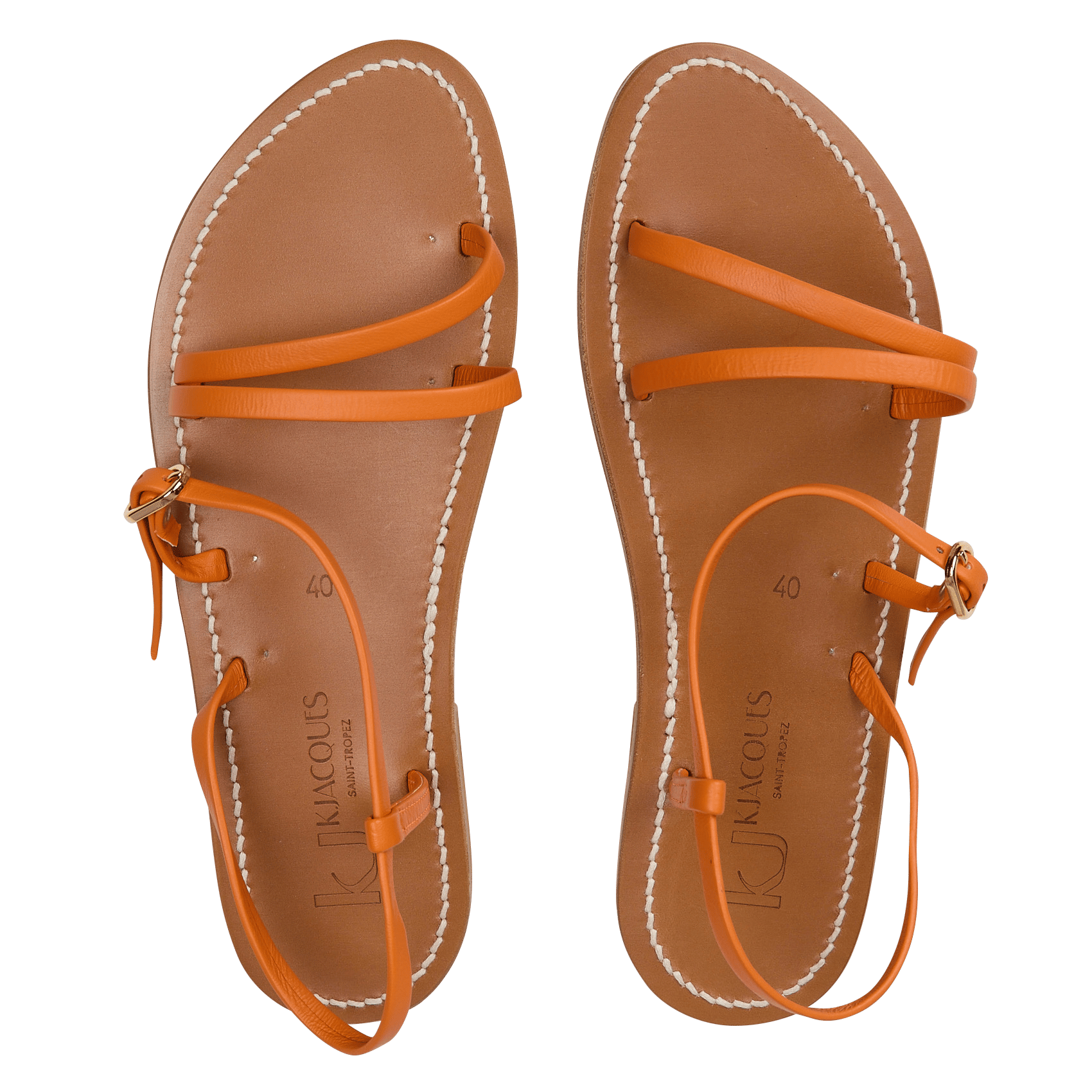 Sandales plates en cuir K JACQUES Orange