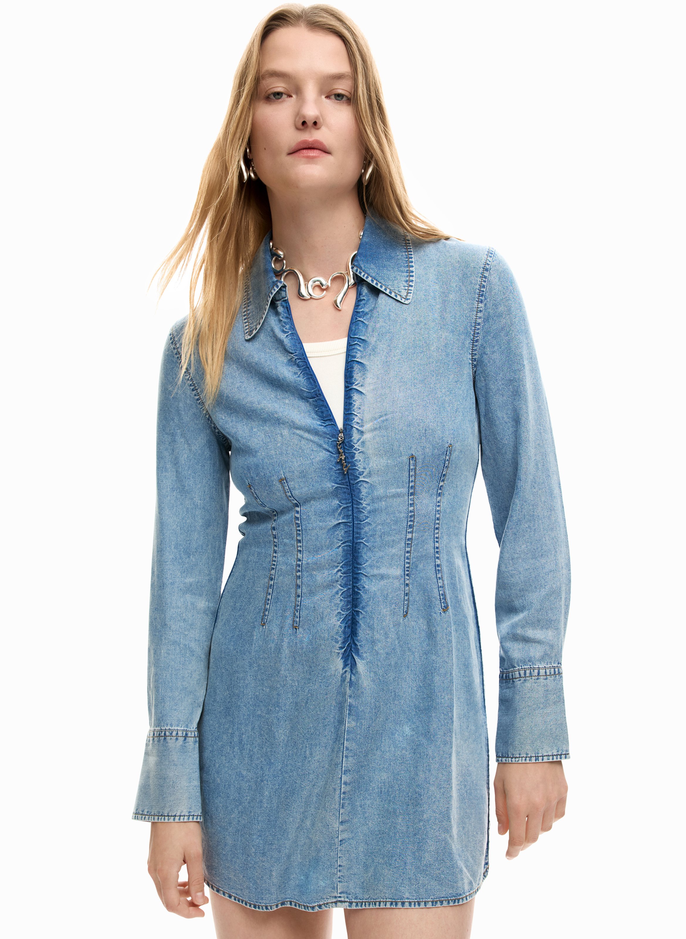 Robe courte col classique  DESIGUAL Bleu