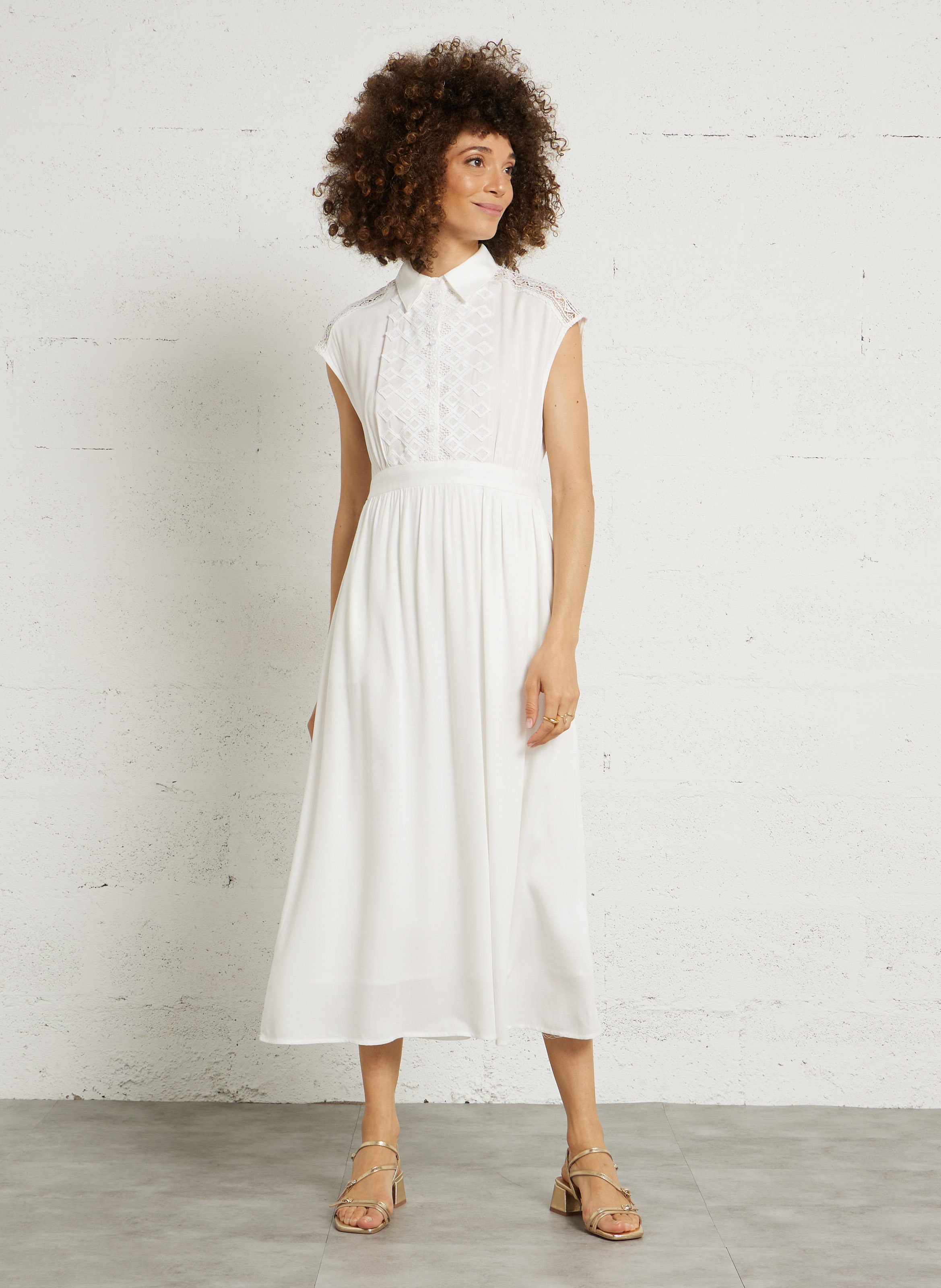 Robe longue col classique SEE U SOON Blanc