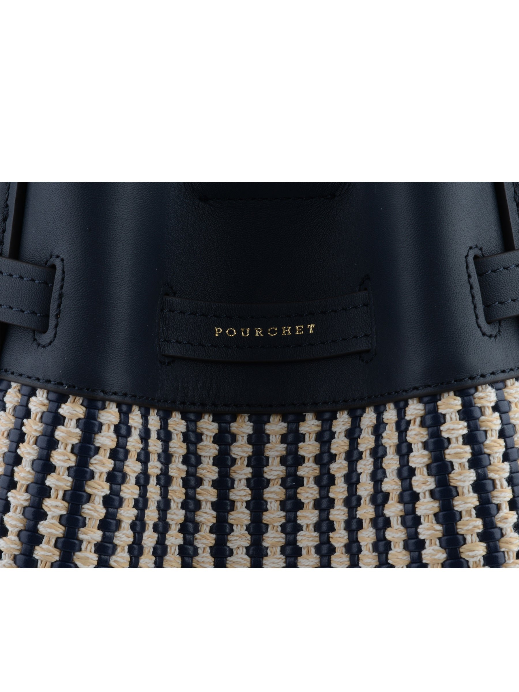 Calfskin leather handbag POURCHET Blue