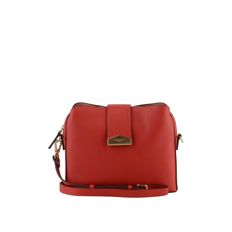 Calfskin leather shoulder bag CAVALCADE Rouge