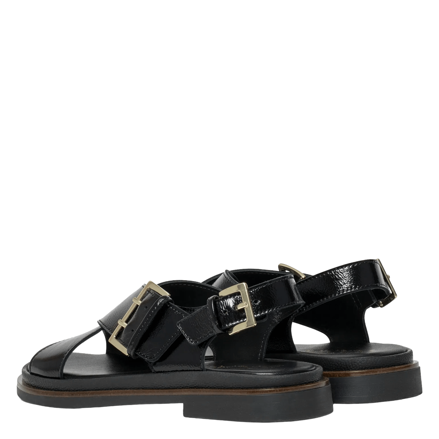 Avarca Berlin - Flache Ledersandalen mit Samt BOCAGE Schwarz