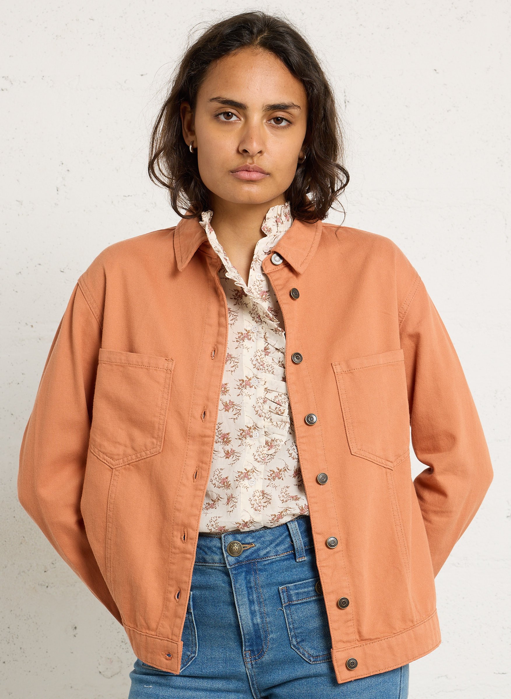 Buttoned straight short jacket MAISON 123 Red