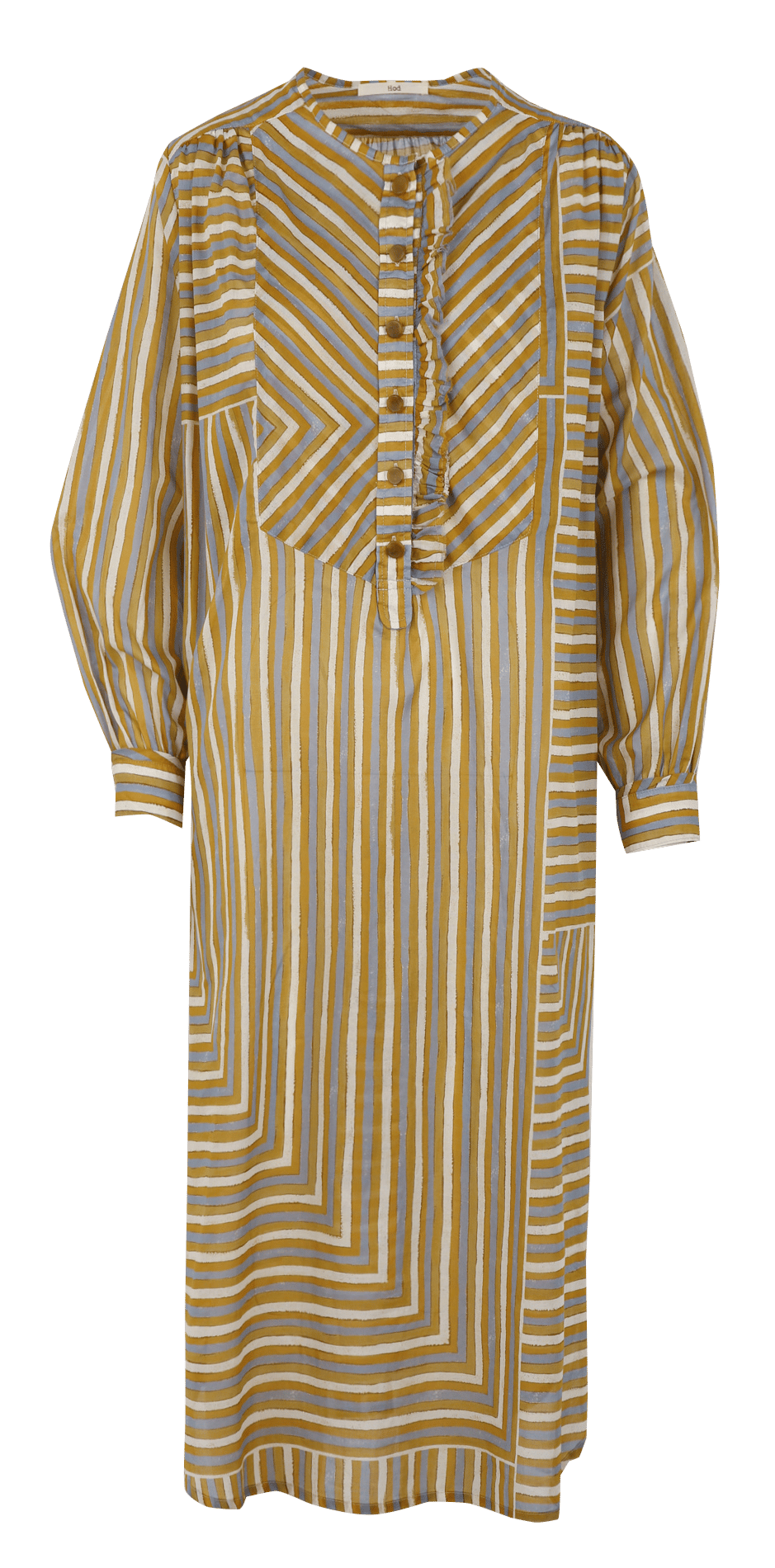 Oversized round neck cotton striped dress HOD PARIS Brown