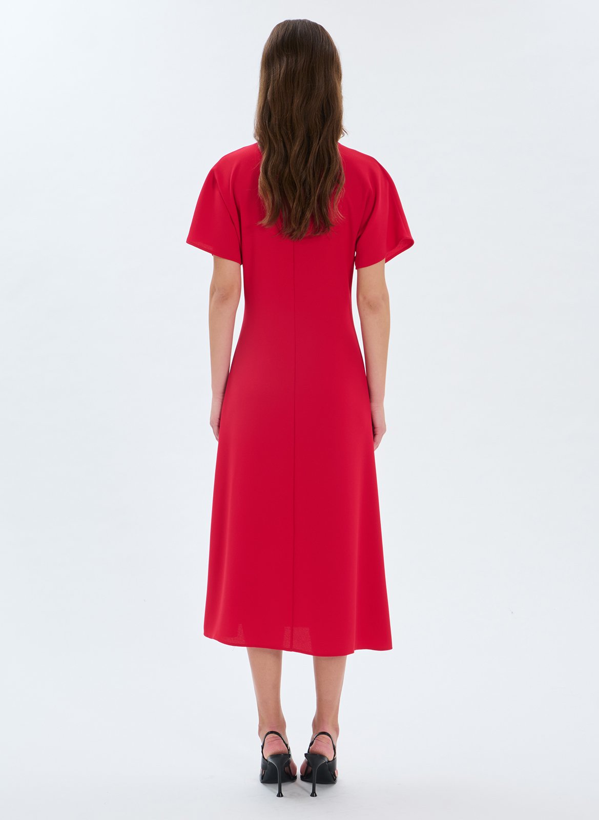 Robe midi col V ZAPA Rouge