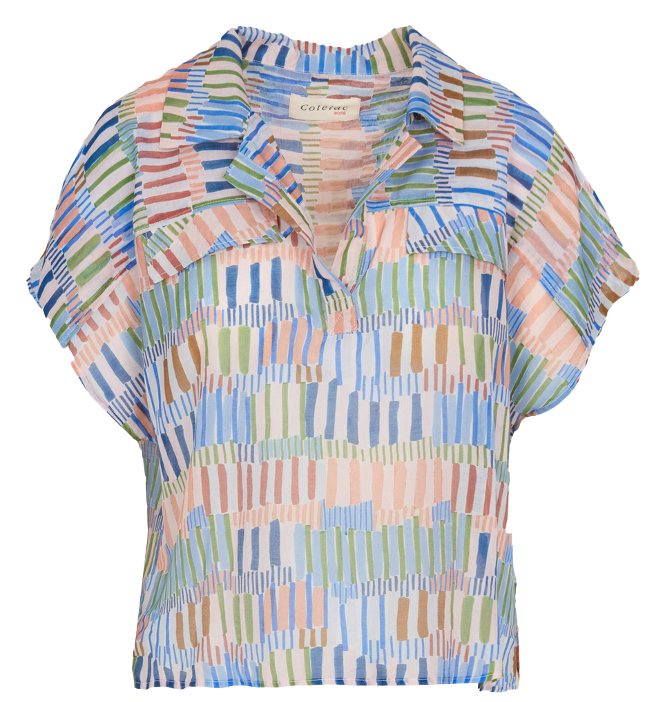 Bedruckte Bluse mit Reverskragen COTELAC ACOTE Blau