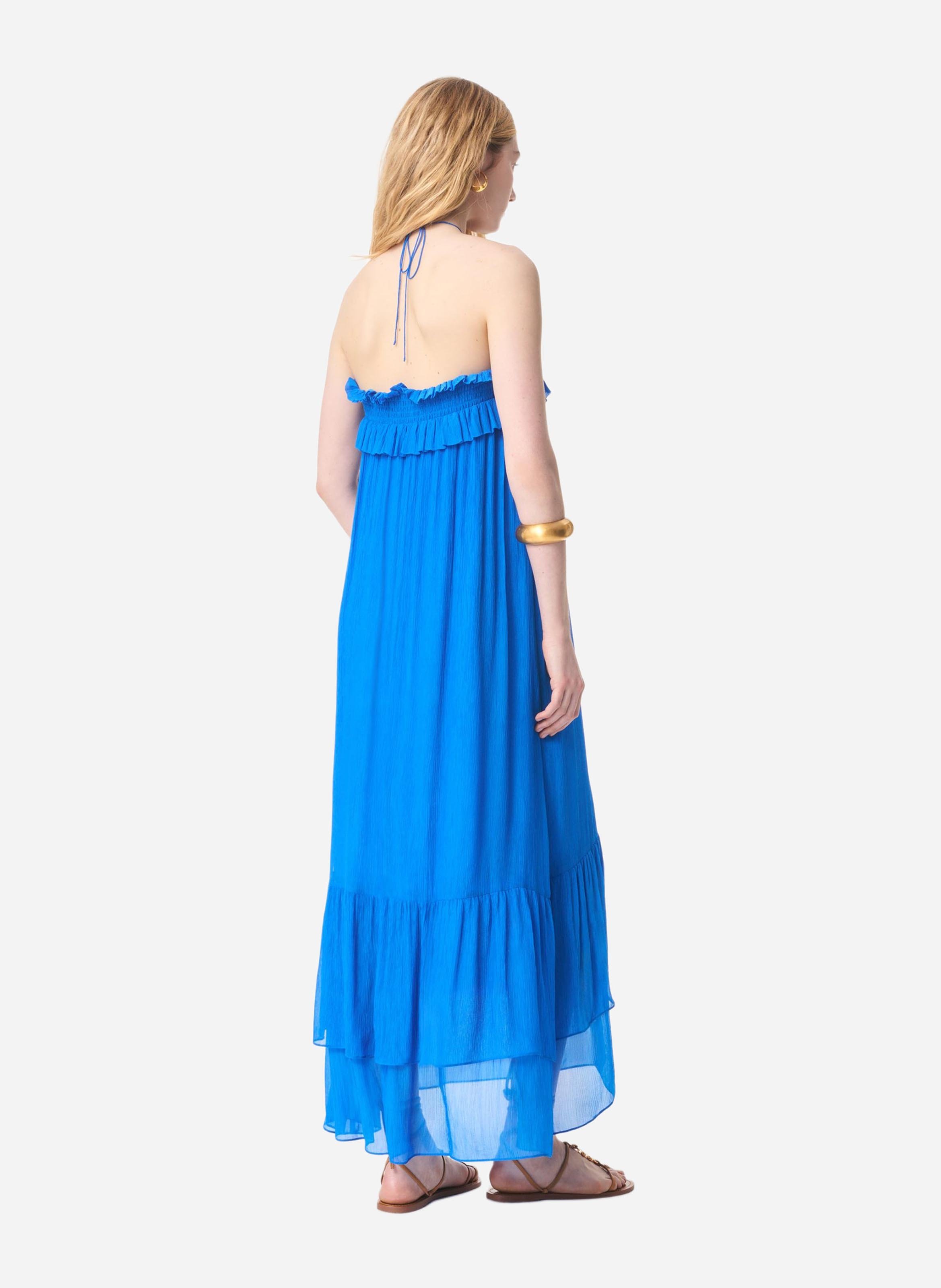 Robe longue bustier à volants VANESSA BRUNO Bleu