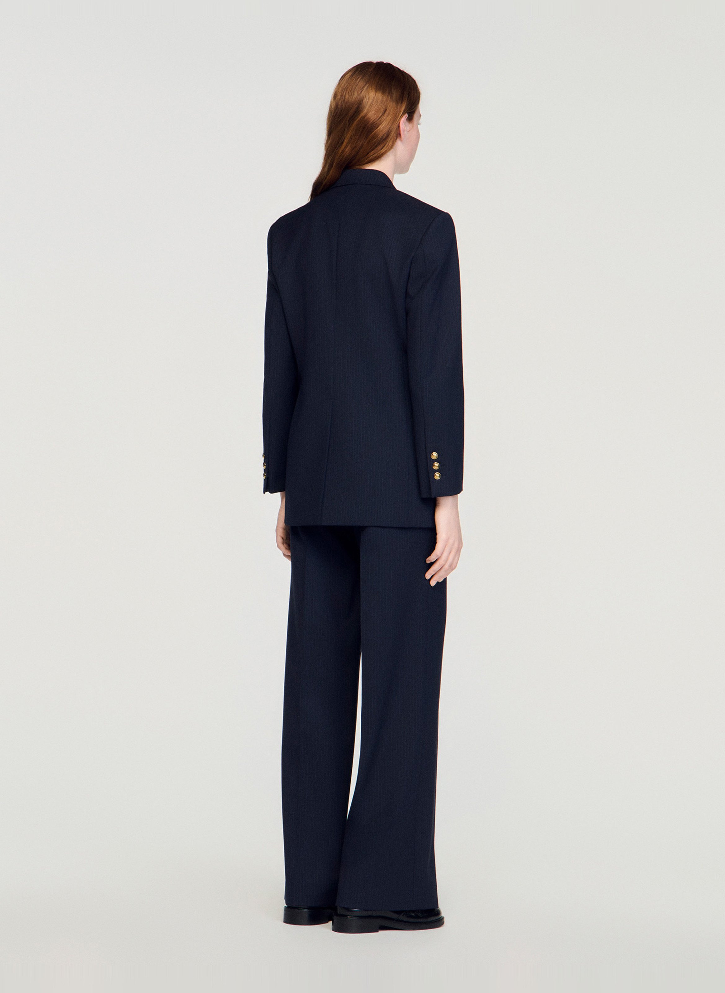 Veste de tailleur à rayures en laine mélangée SANDRO Bleu