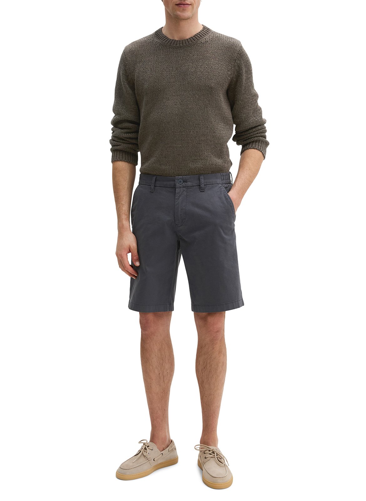 Short en coton mélangé Bleu