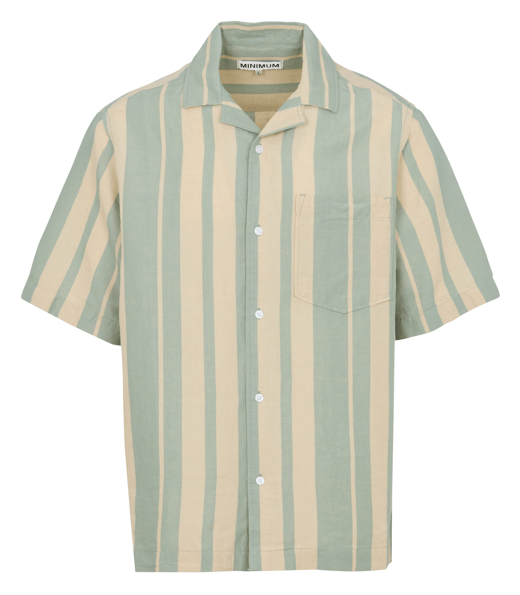 Gestreepte recht gesneden linnenmix blouse MINIMUM Groen