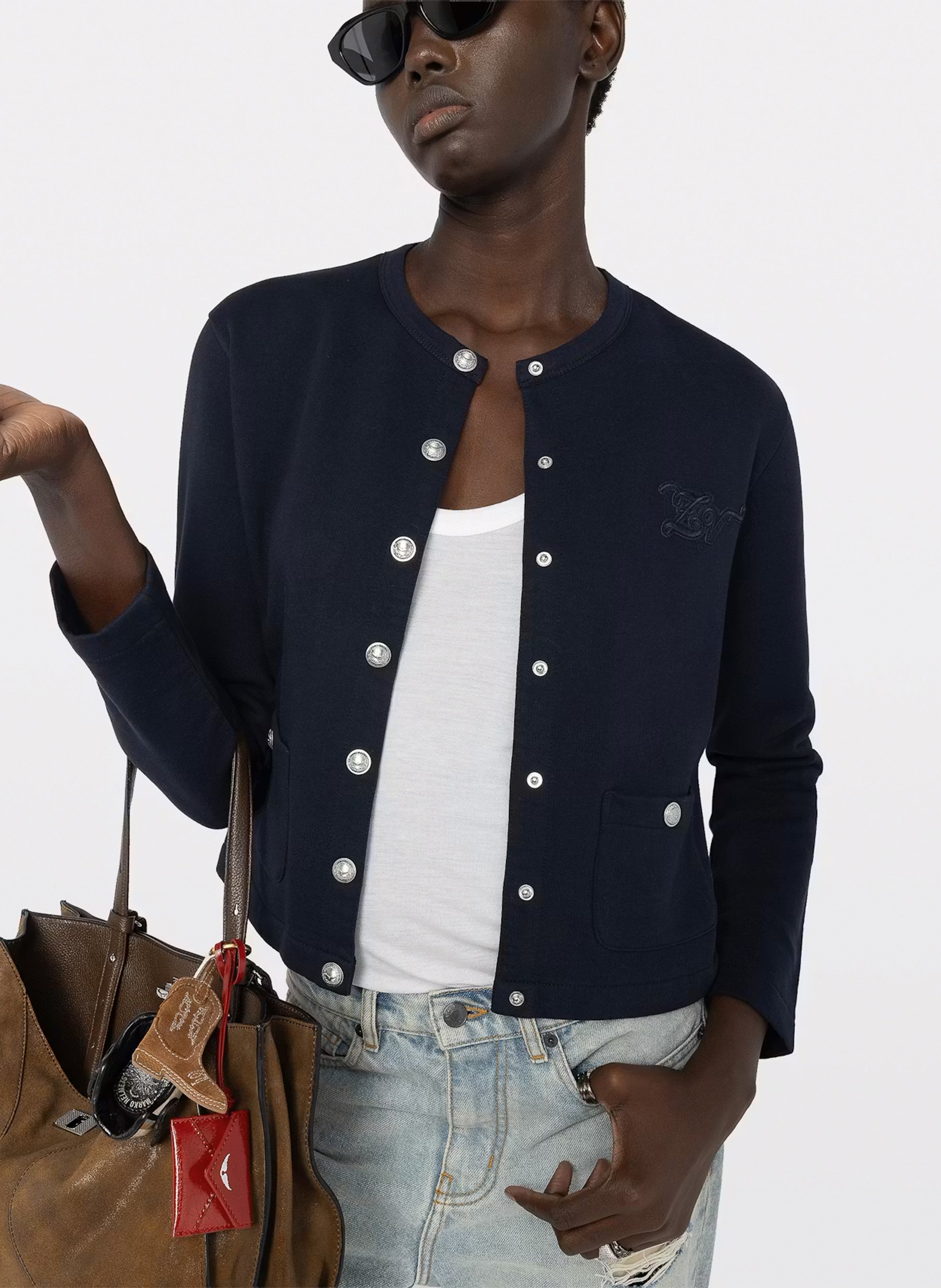 Cardigan boutonné uni en coton bio ZADIG&VOLTAIRE