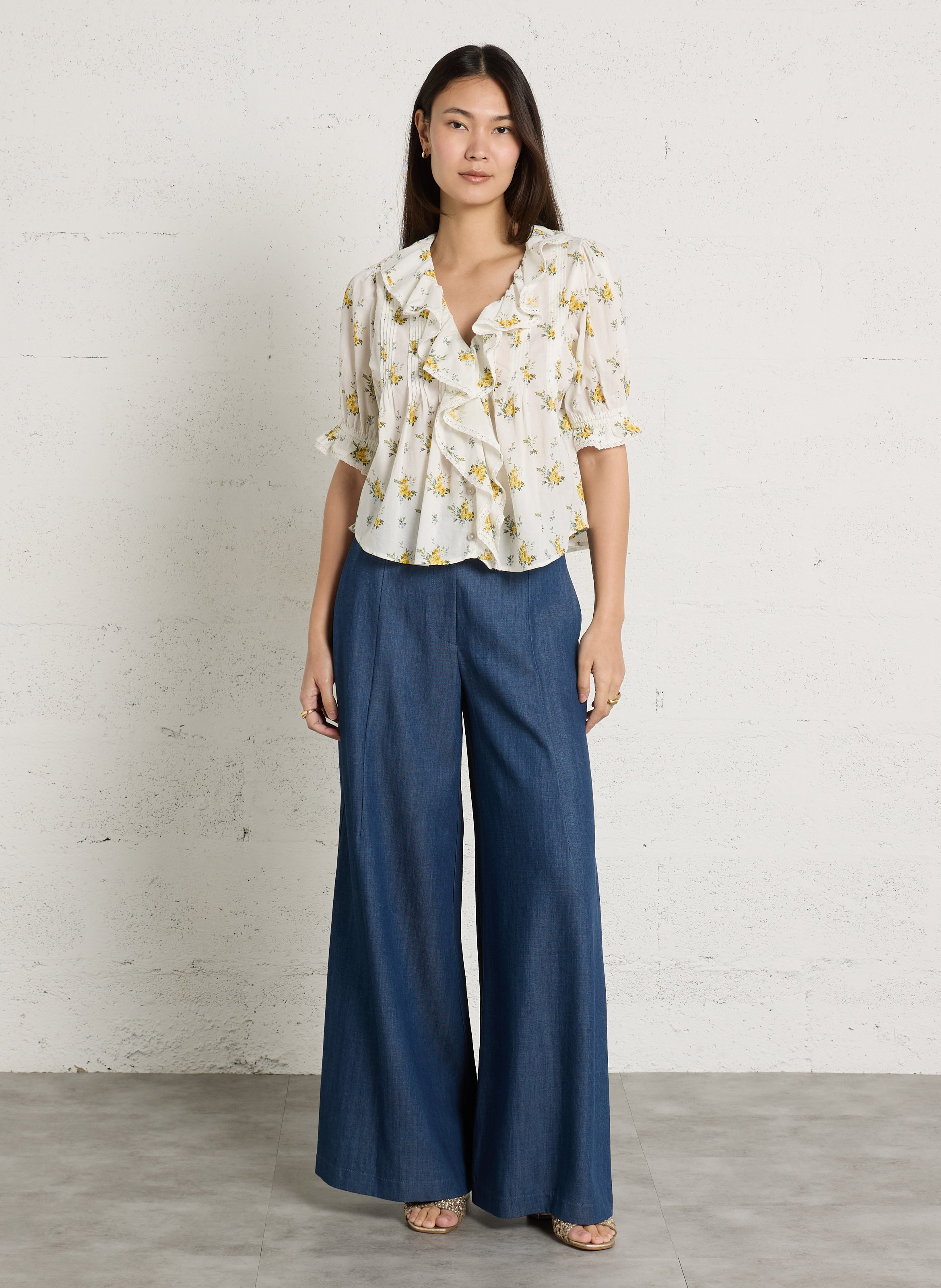 Wide-leg pants with braces IMPERIAL Blue