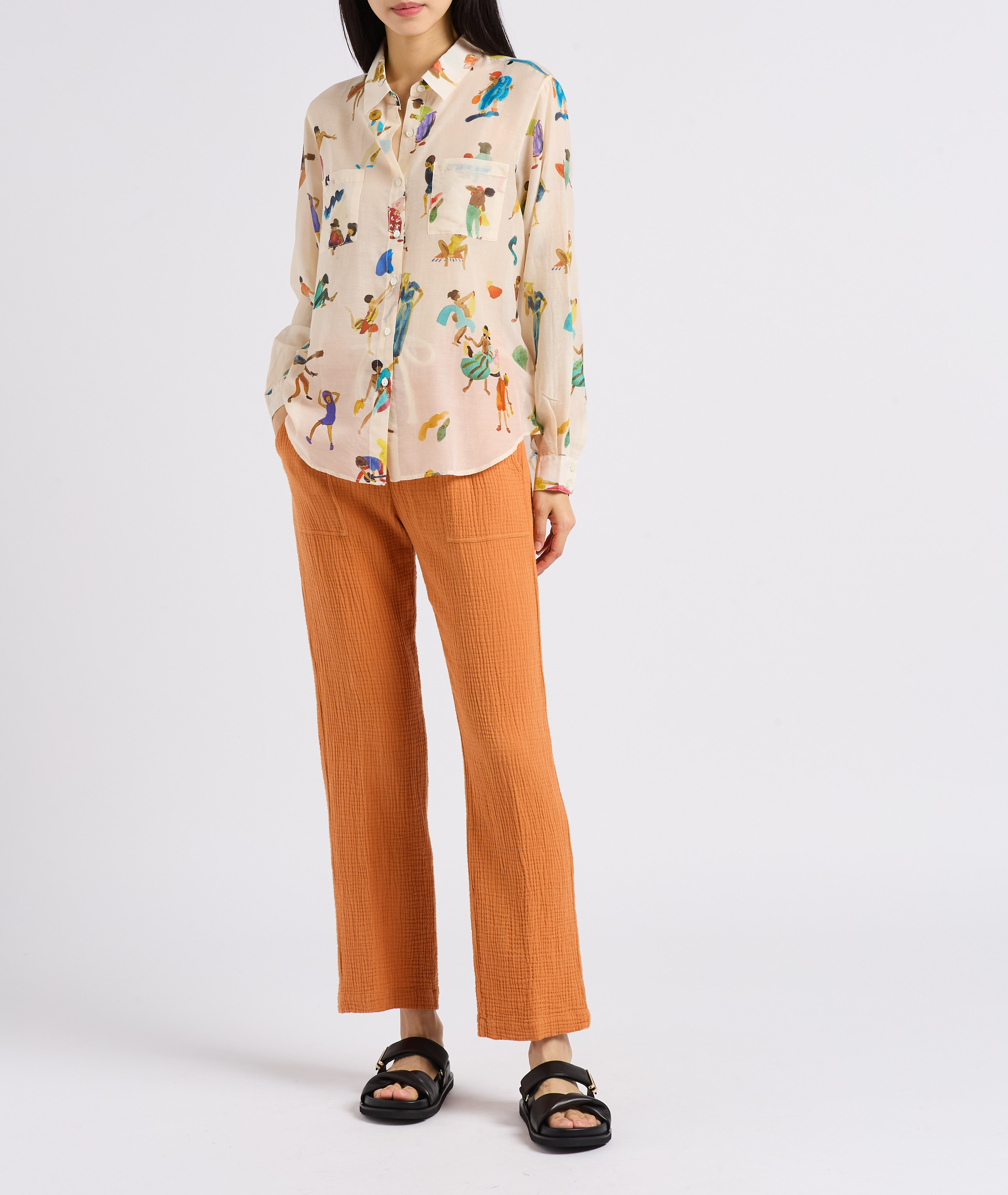 Mules plates en cuir d'agneau  - Look 4