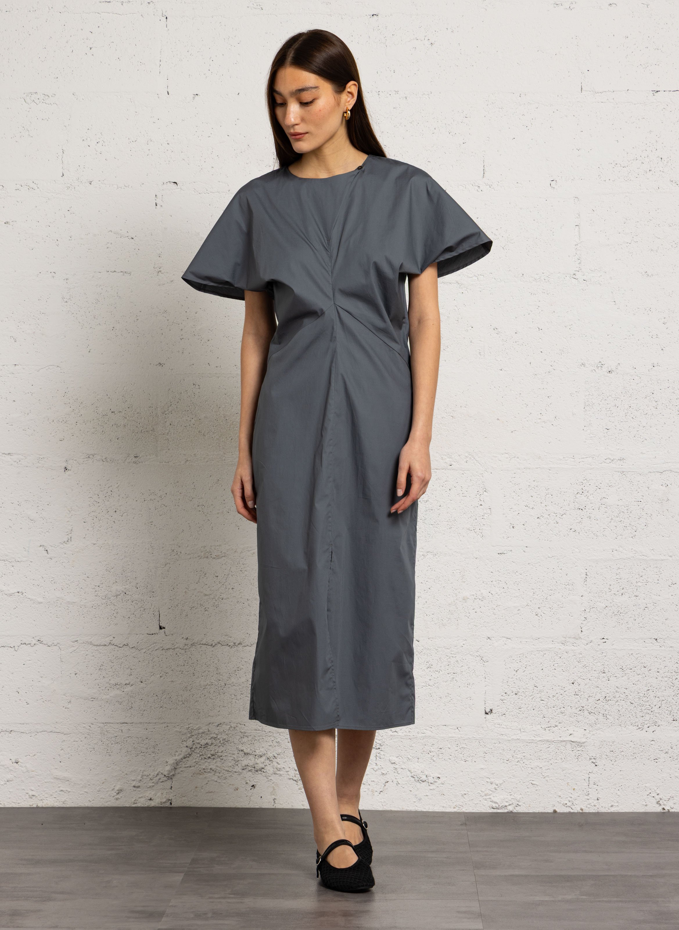 Langes eng anliegendes Baumwollkleid SOEUR Grau