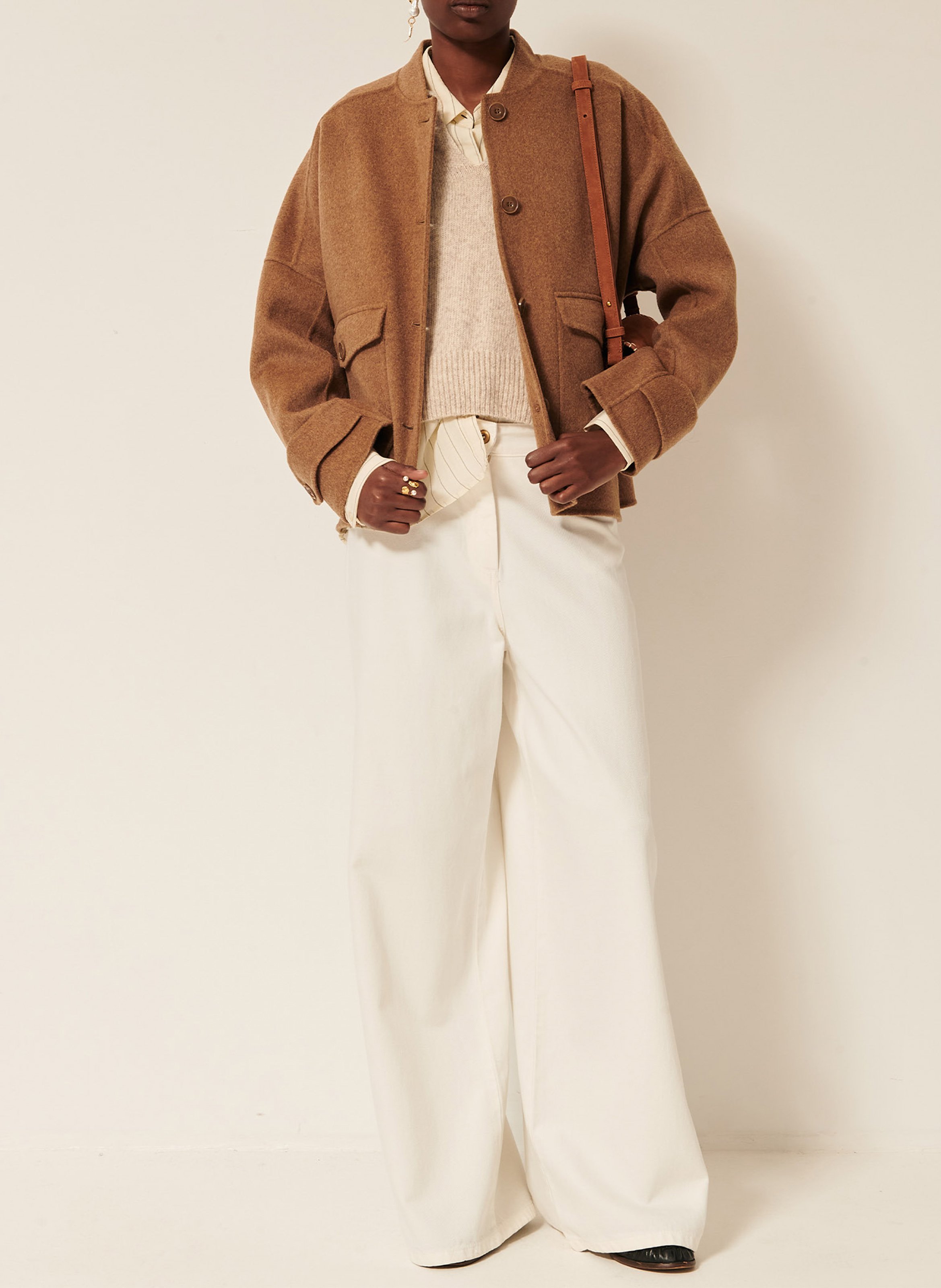 Gerade geschnittene Jacke aus Wollmix SESSUN Beige