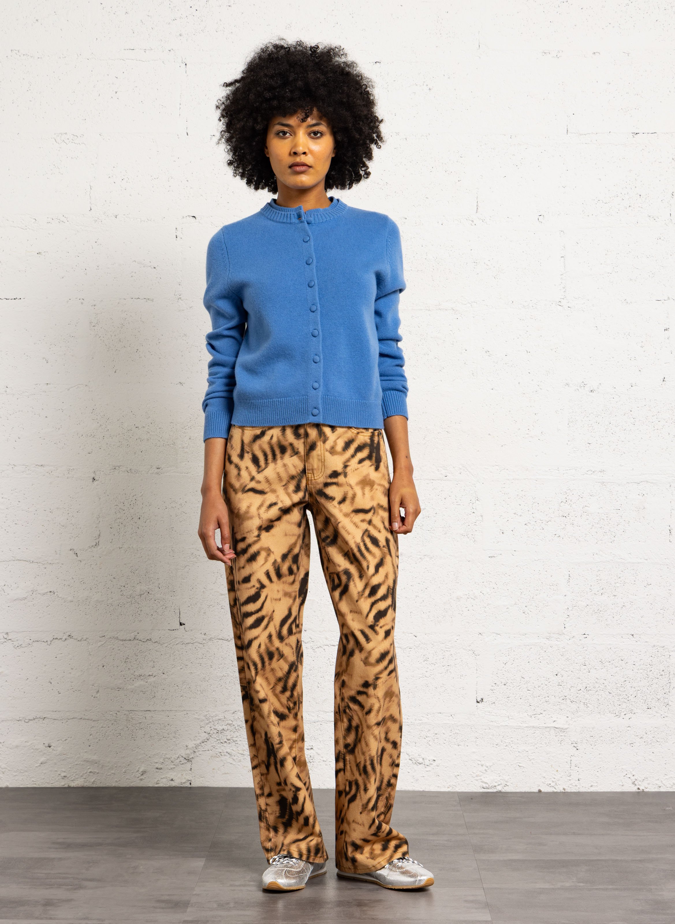 High-rise straight cotton jeans SUNCOO Beige