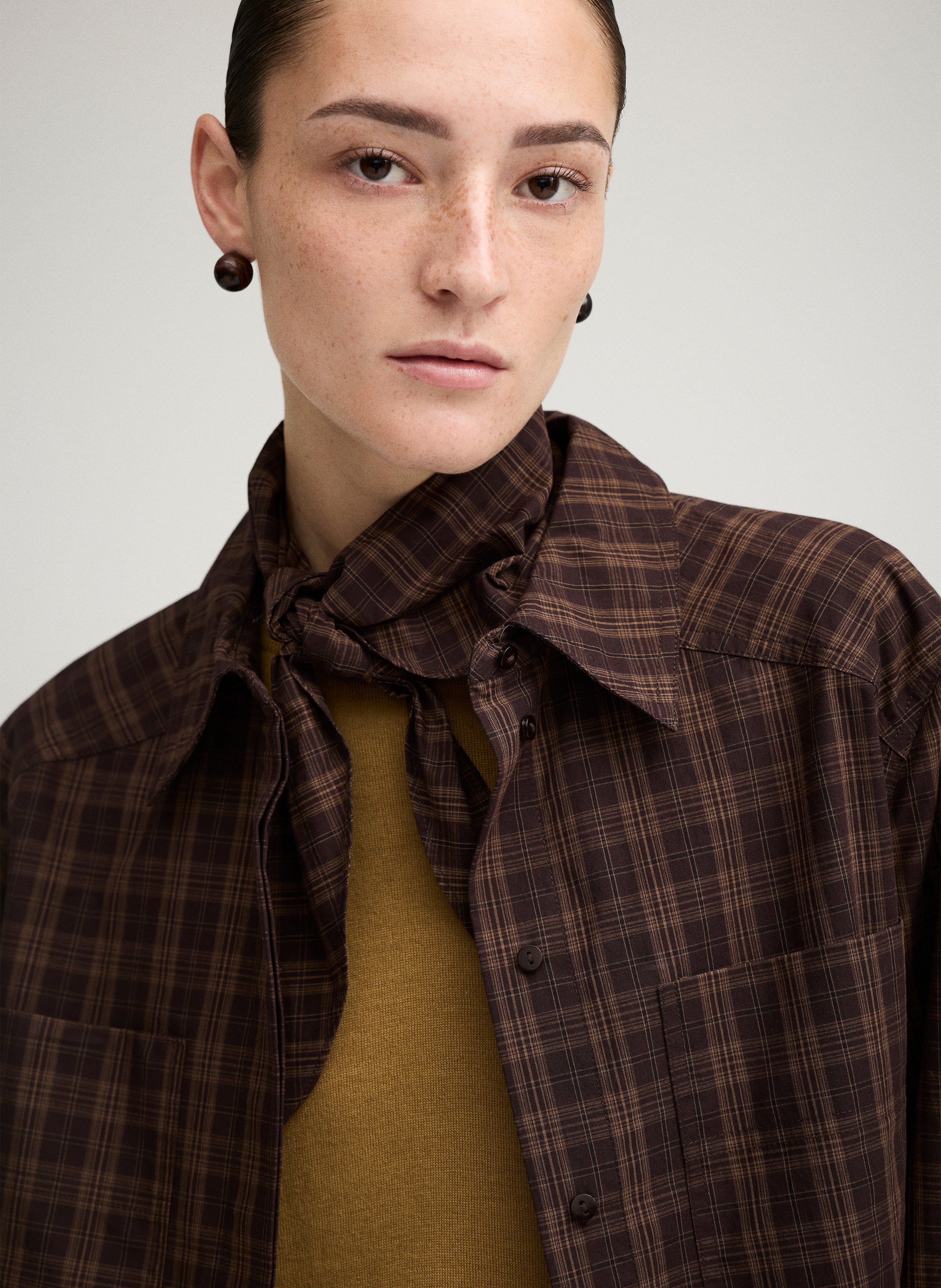 Straight cotton shirt ROUGE EDIT Brown