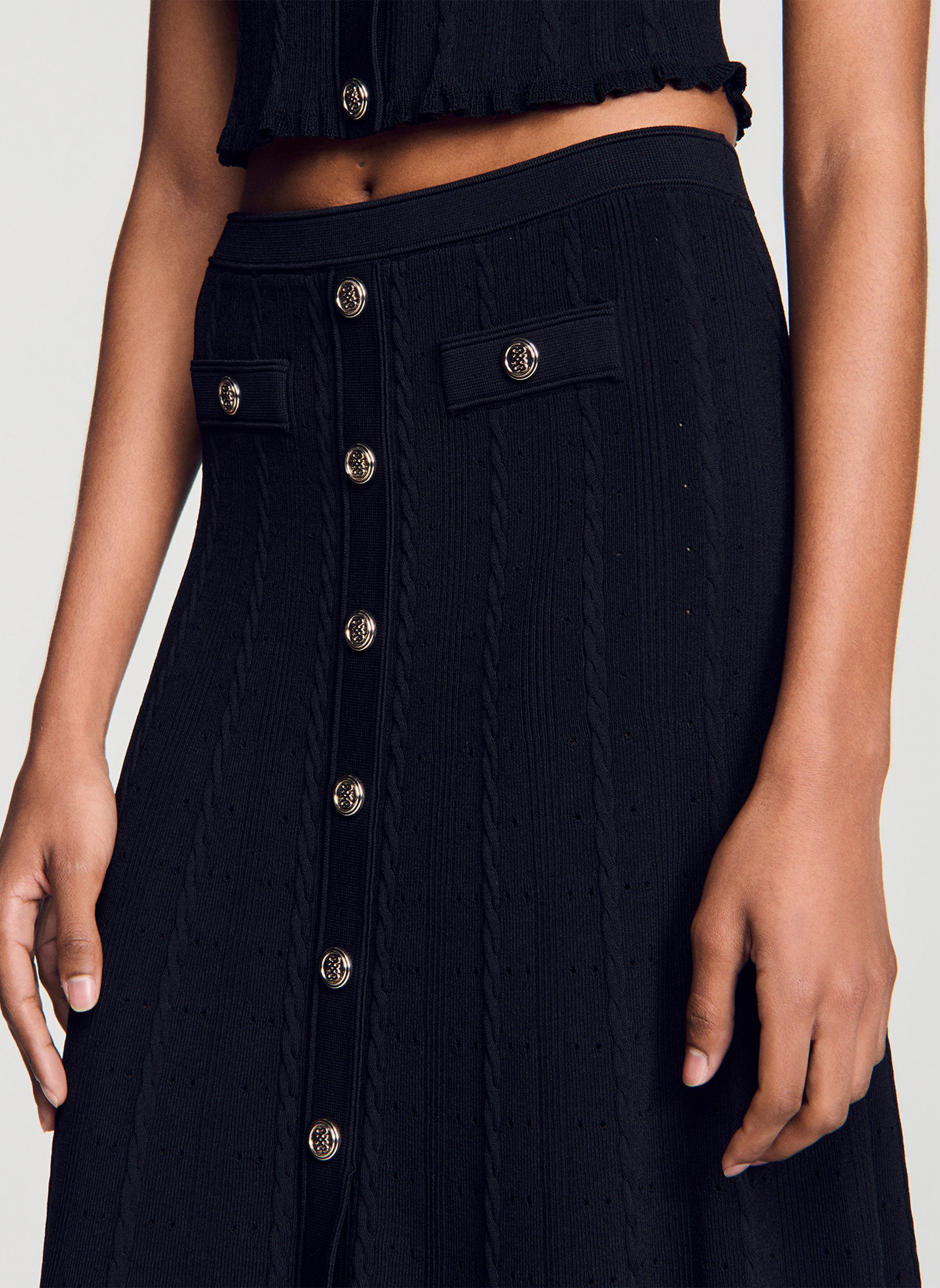 Halflange rok SANDRO Zwart