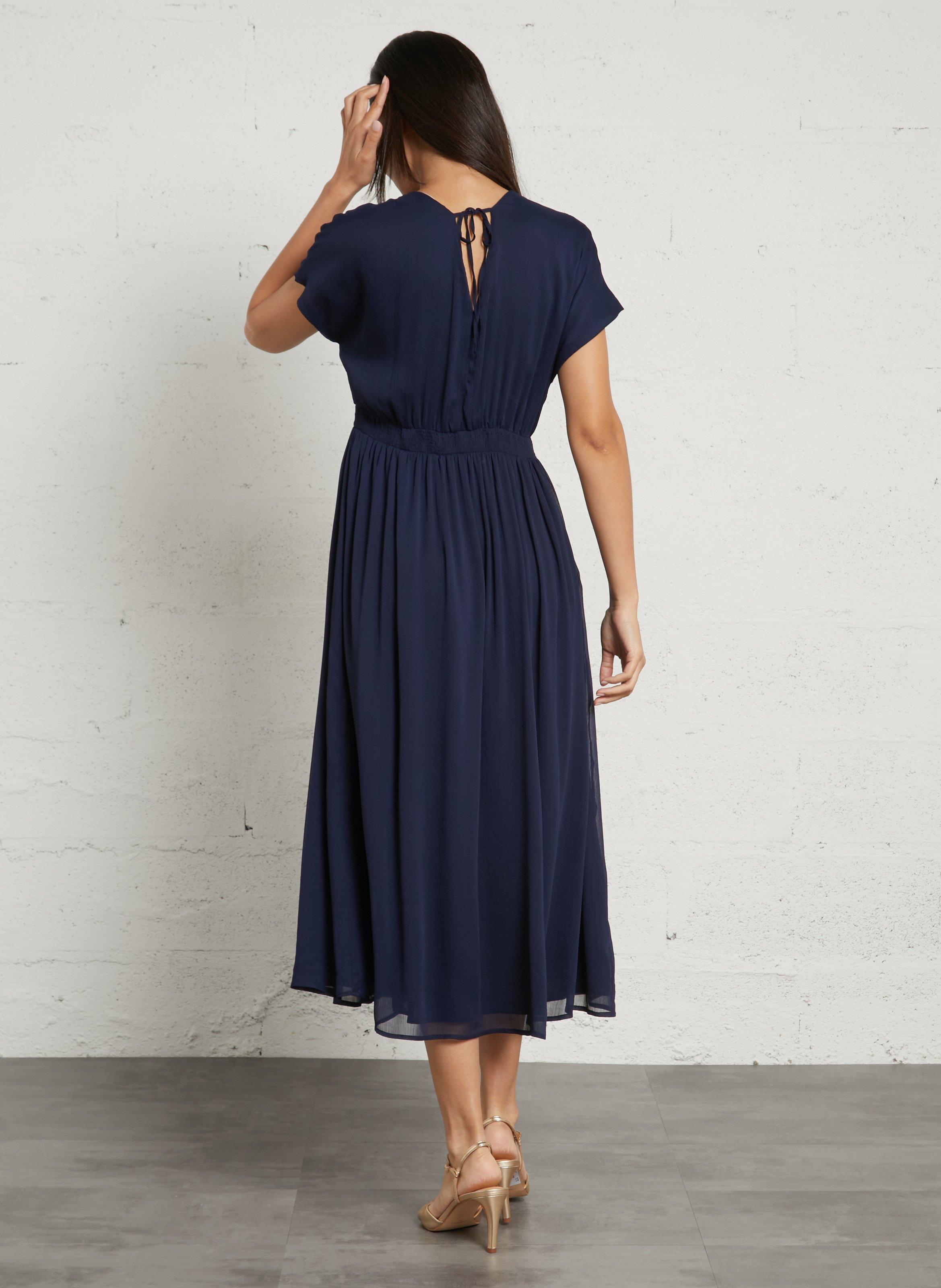 Halflange jurk met V-hals SUD EXPRESS Blauw