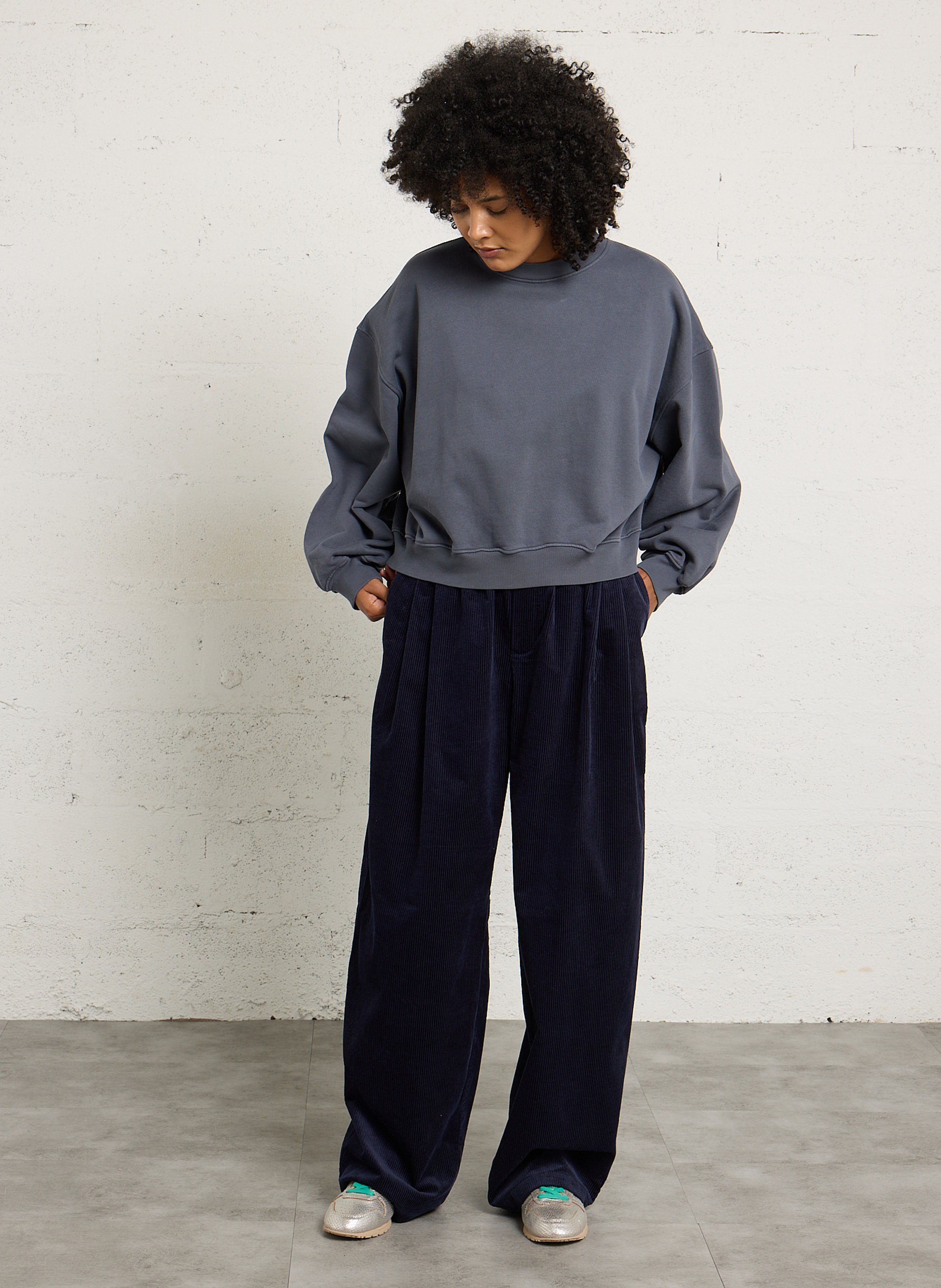 Sweat col rond en coton BELLEROSE Gris
