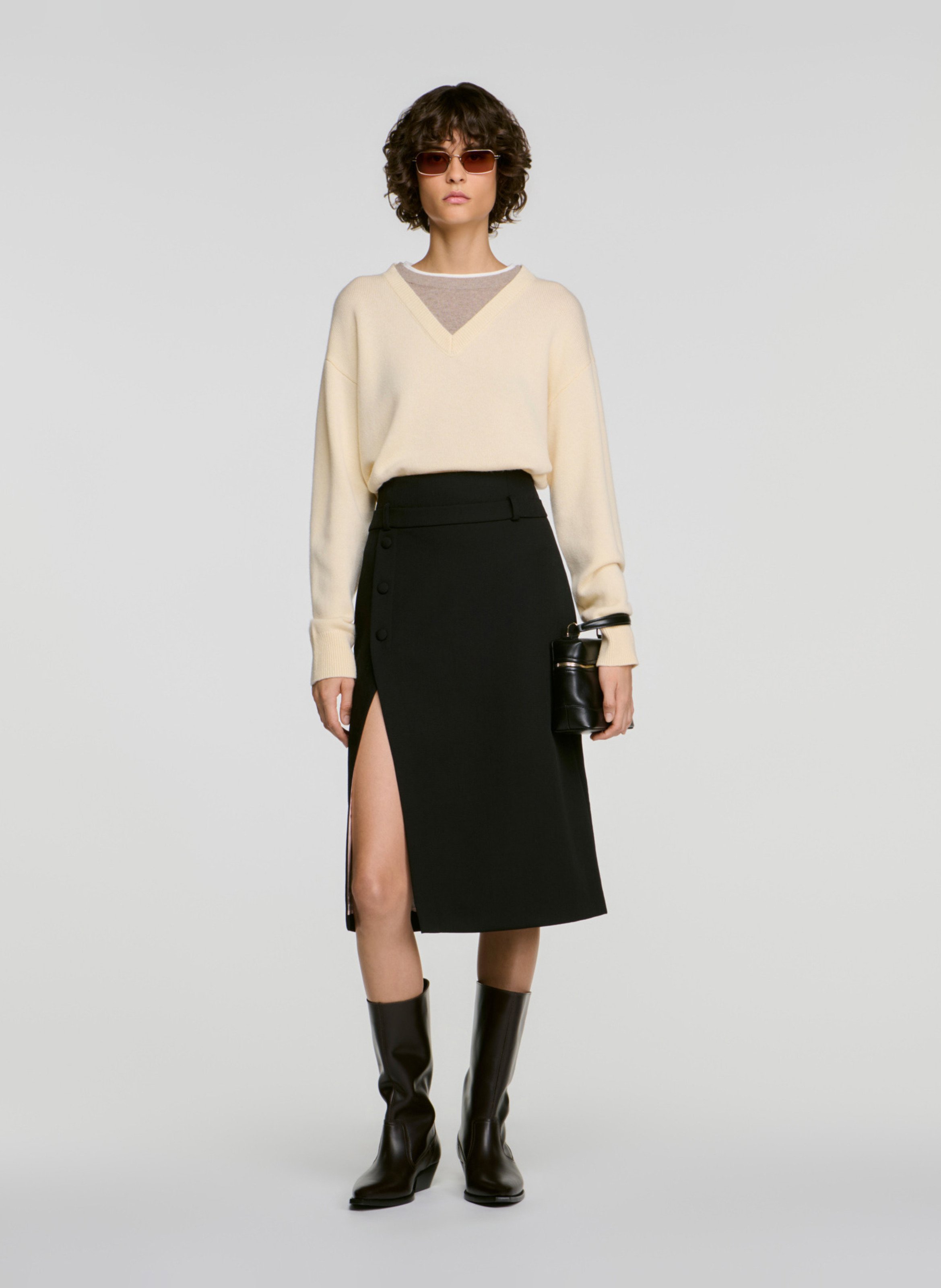 Trui van wolmix met V-hals | Beige SANDRO Dames