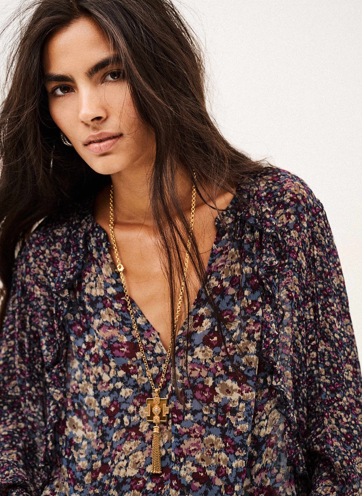Weite Bluse mit Print BA&SH Blau