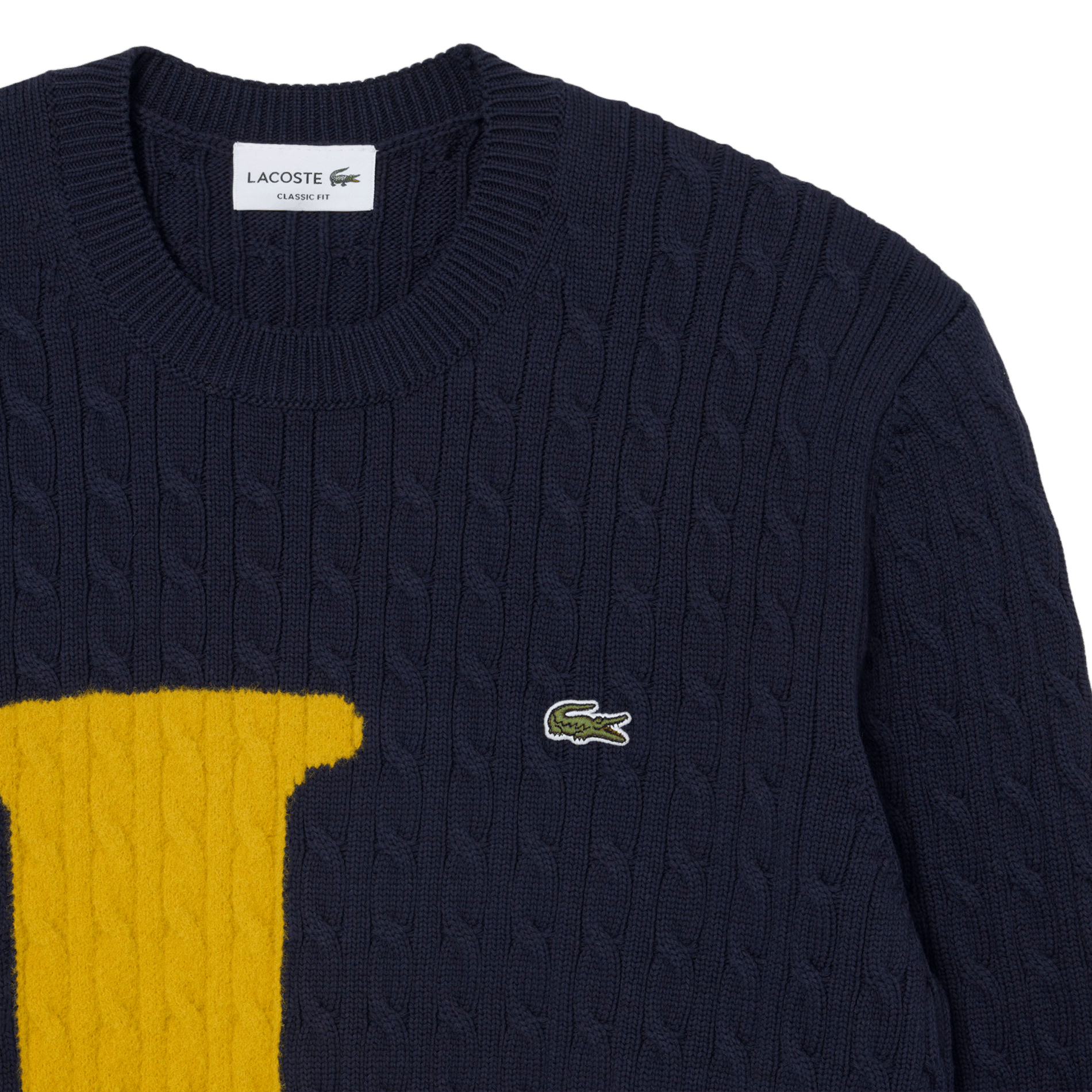 Gerader Pullover mit Rundhalsausschnitt aus Baumwollmischung mit verdrehtem Detail LACOSTE Blau