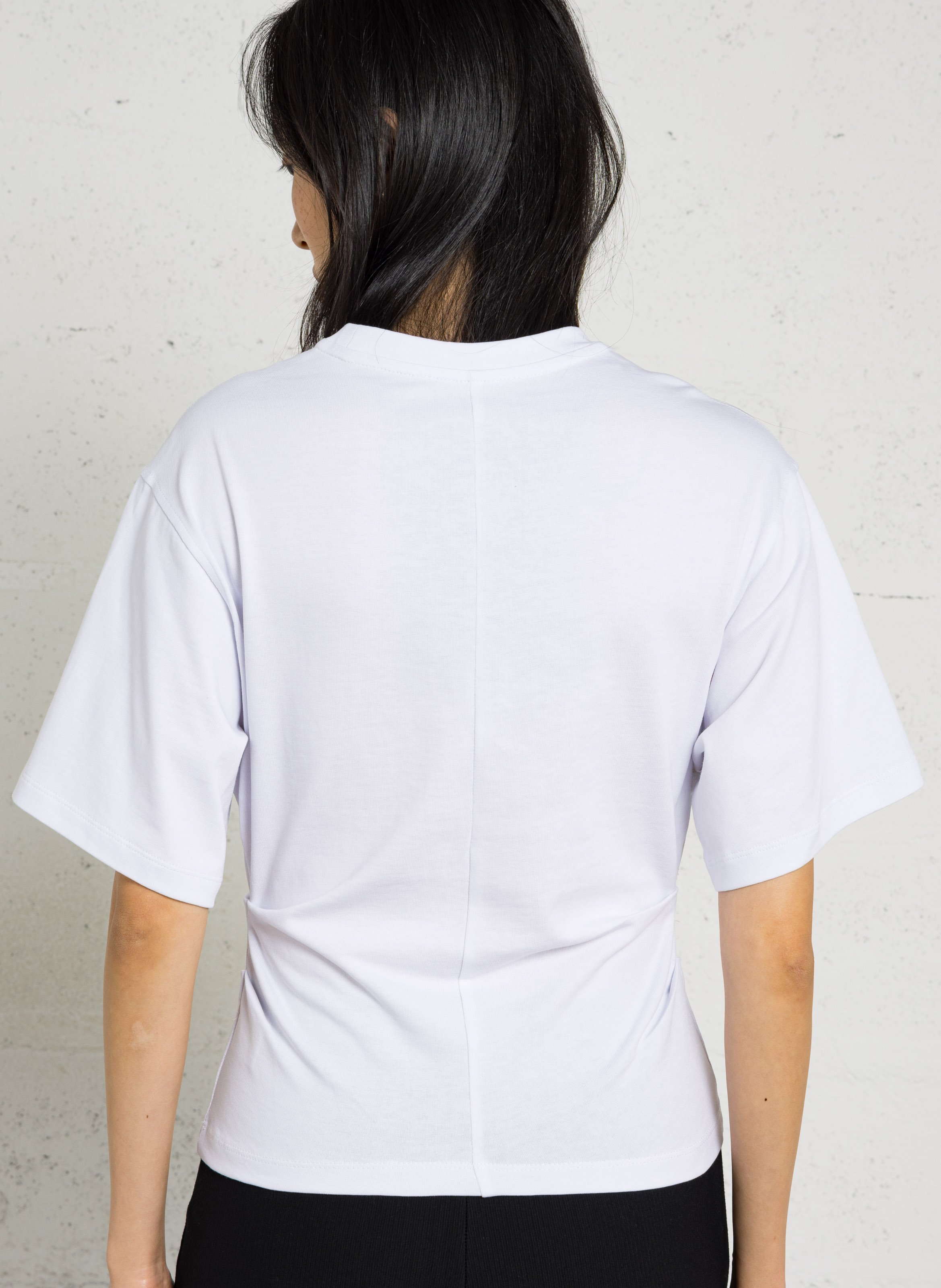 Tee-shirt manches courtes froncé en coton BERENICE Blanc